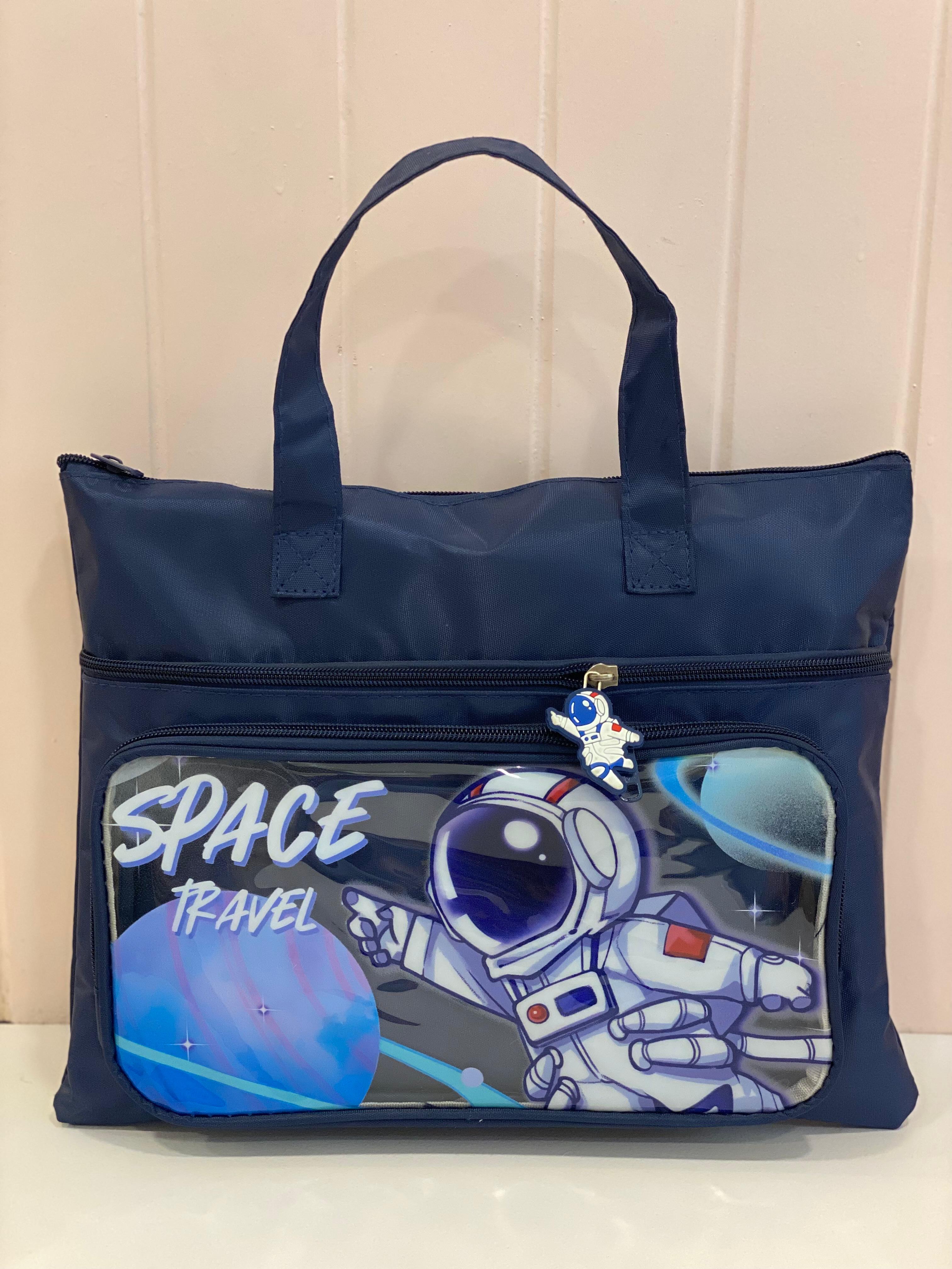 Cute Cartoon Multi-Pocket Tote Bag – Kids School / Tuition / Activity Handbag