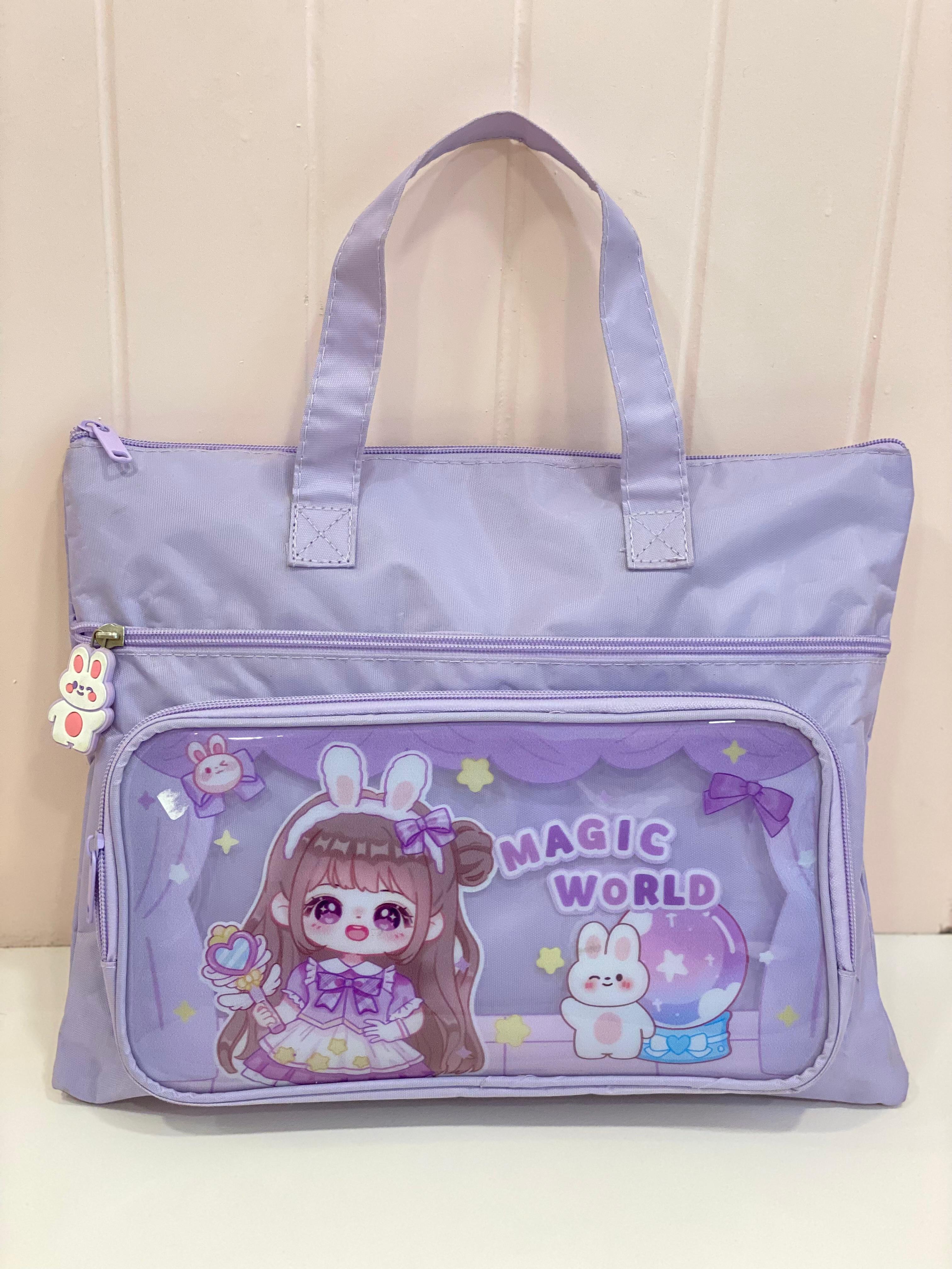 Cute Cartoon Multi-Pocket Tote Bag – Kids School / Tuition / Activity Handbag