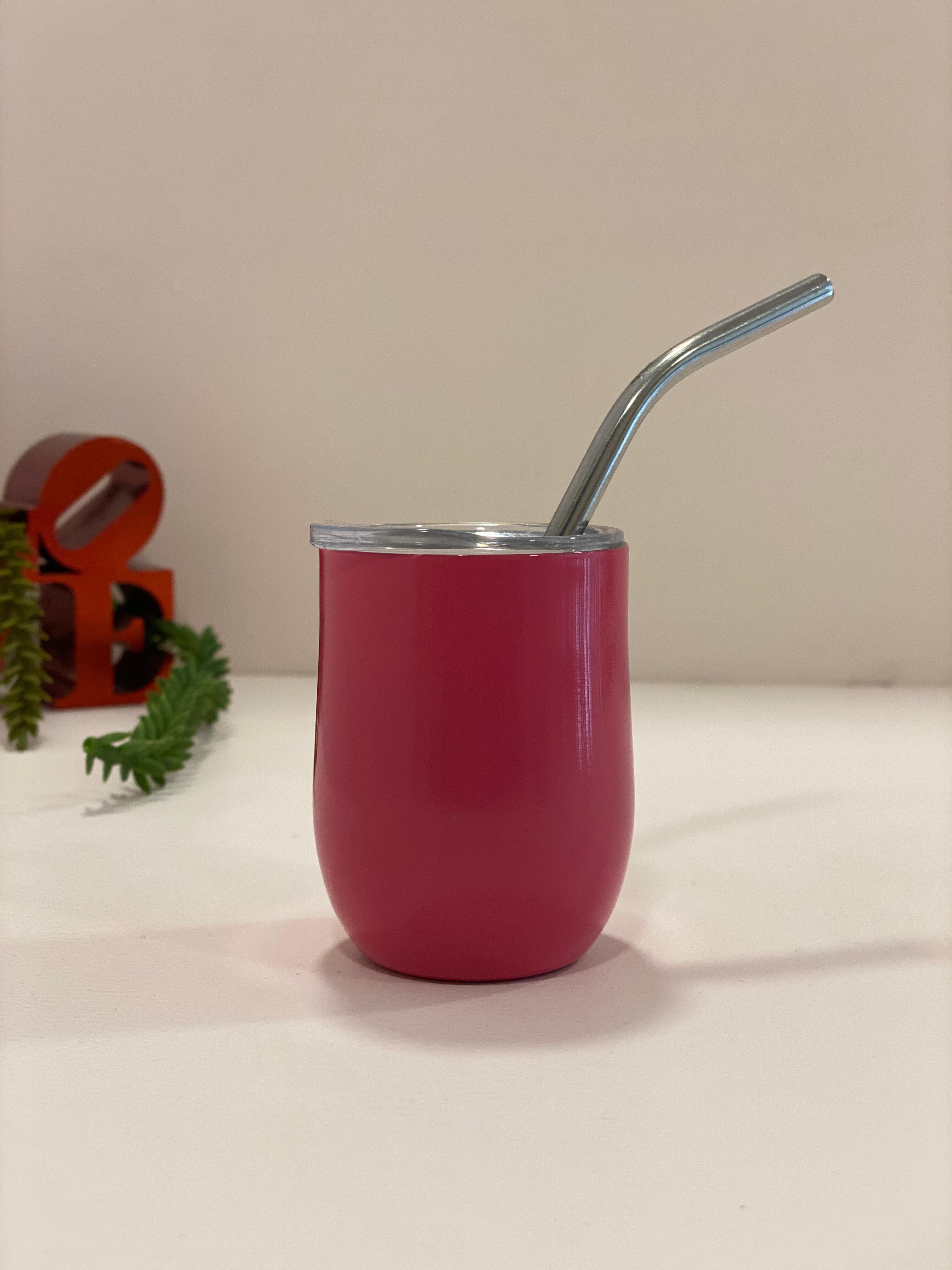 Mini Stainless Steel Insulated Tumbler Cup with Lid & Metal Straw – Cute Travel Coffee Mug
