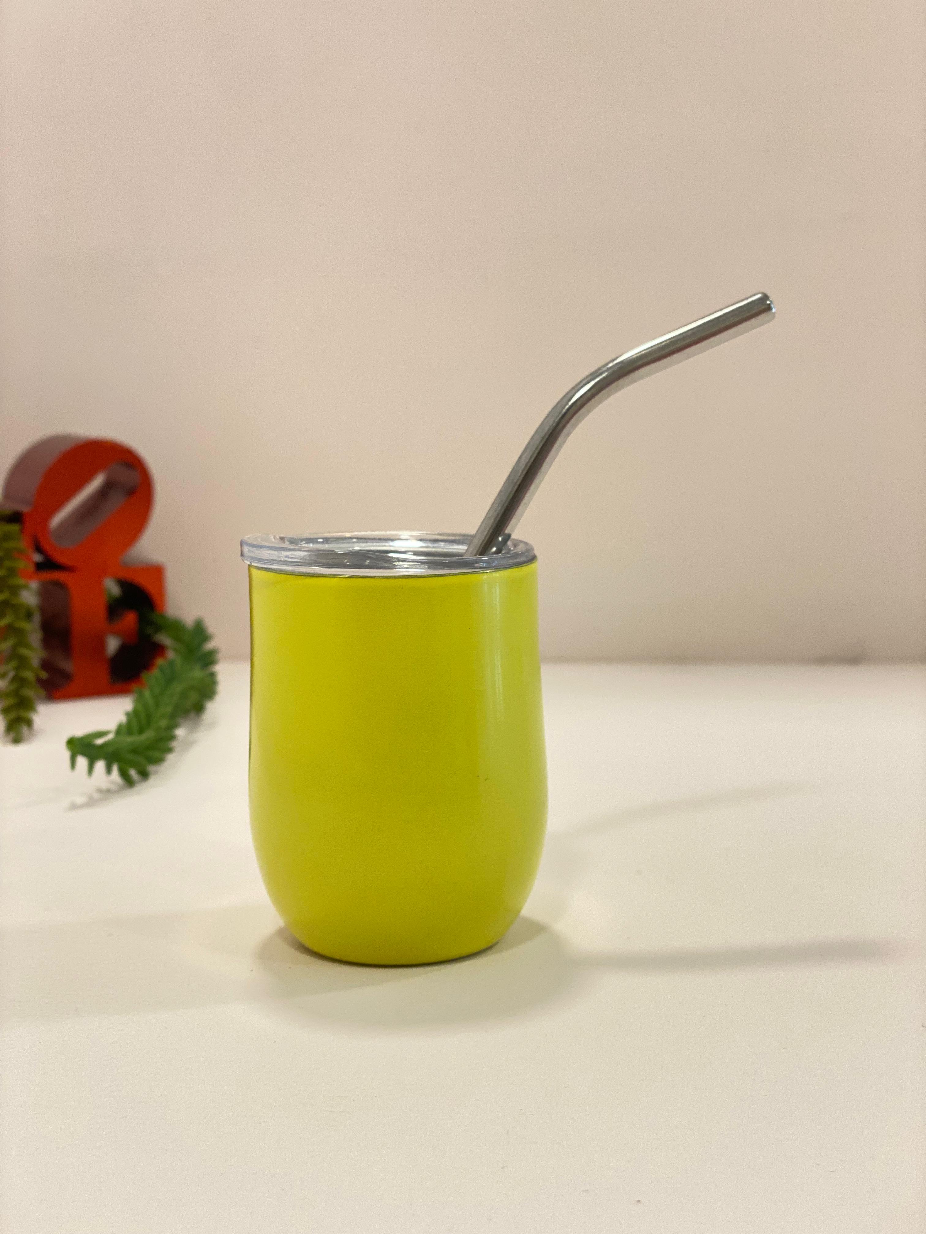 Mini Stainless Steel Insulated Tumbler Cup with Lid & Metal Straw – Cute Travel Coffee Mug