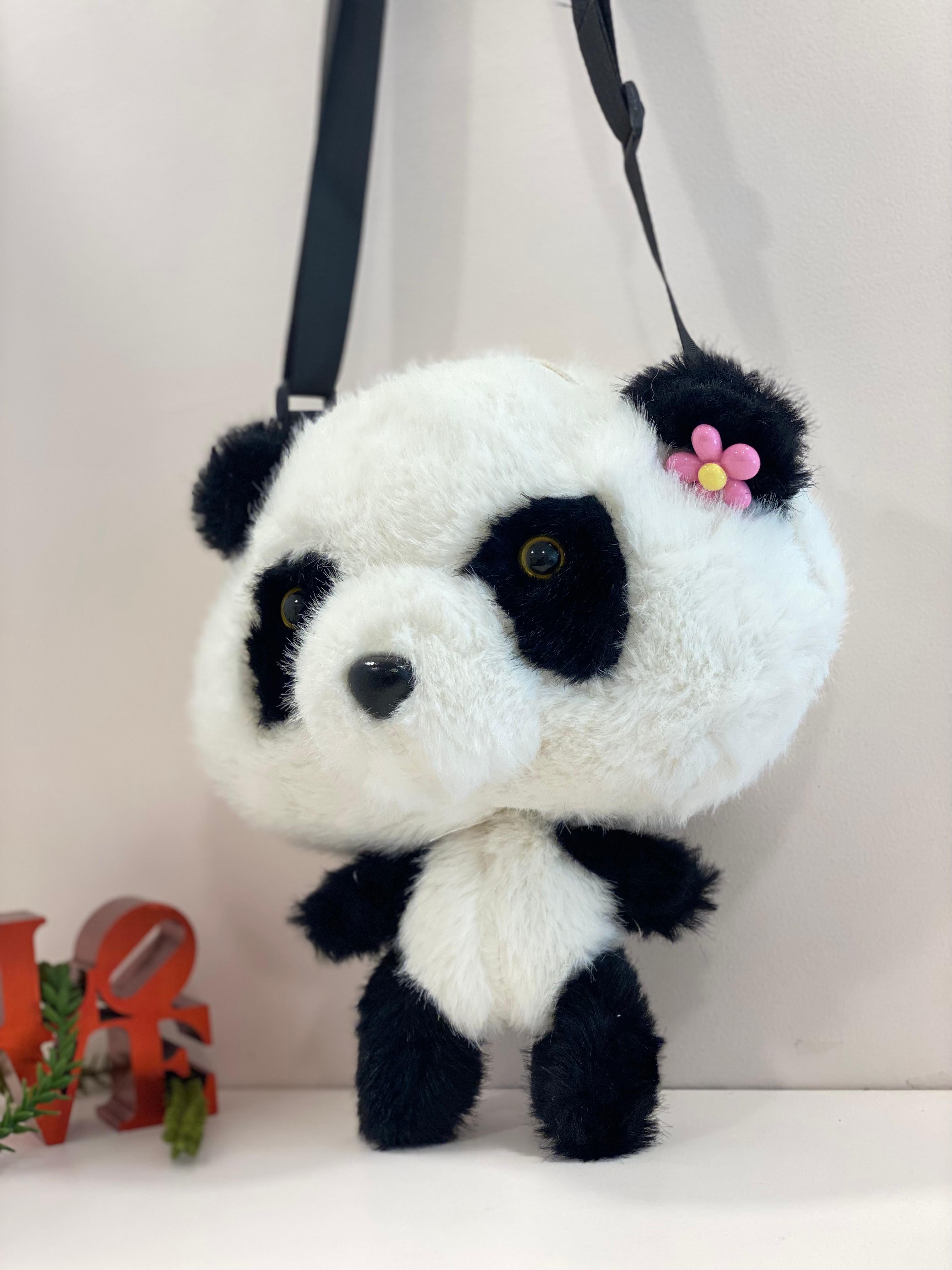 Cute Panda Plush Crossbody Bag – Kawaii Soft Toy Shoulder Bag for Kids & Girls