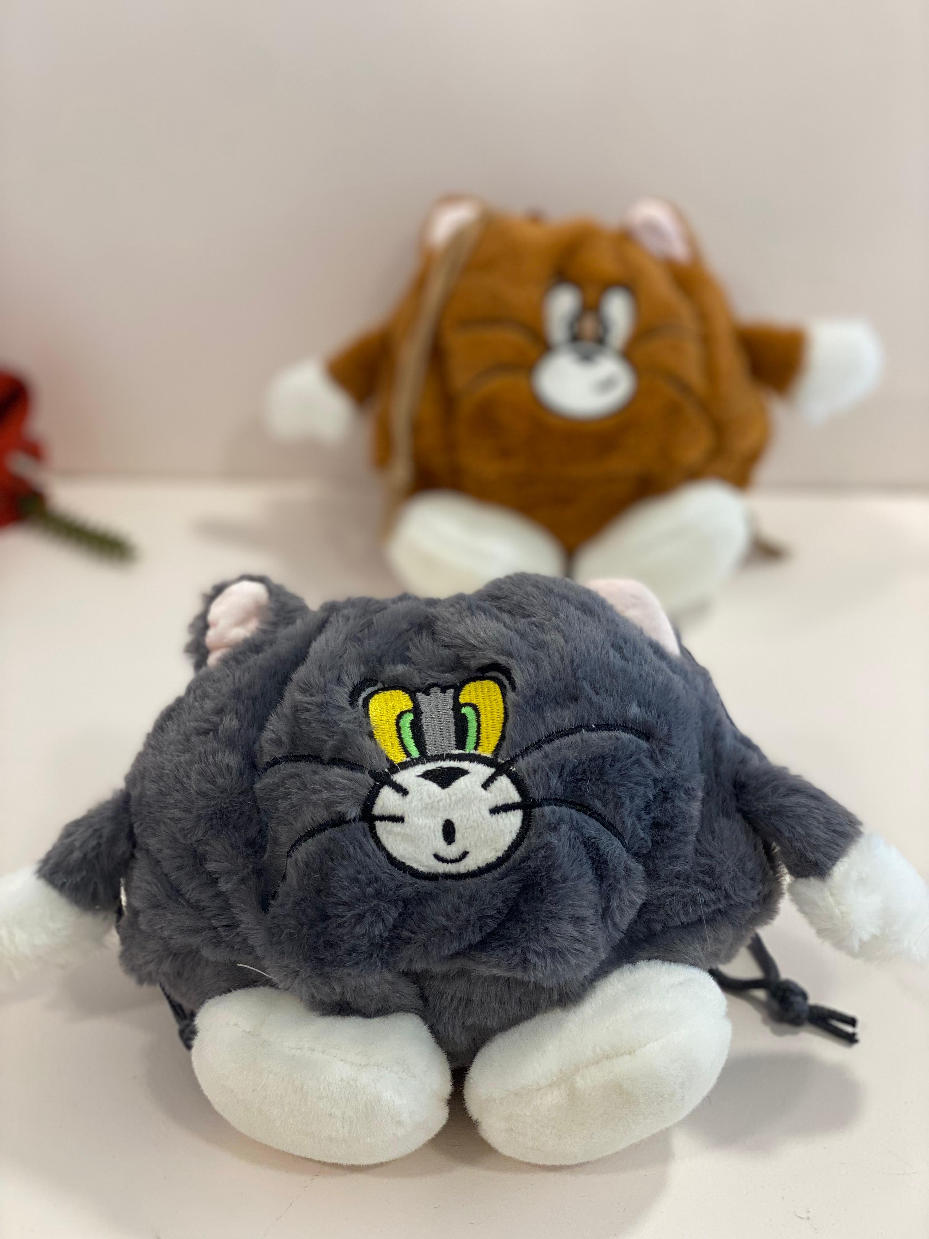 Cute Cartoon Cat Plush Crossbody Bag – Soft Kawaii Animal Drawstring Shoulder Bag for Kids & Girls