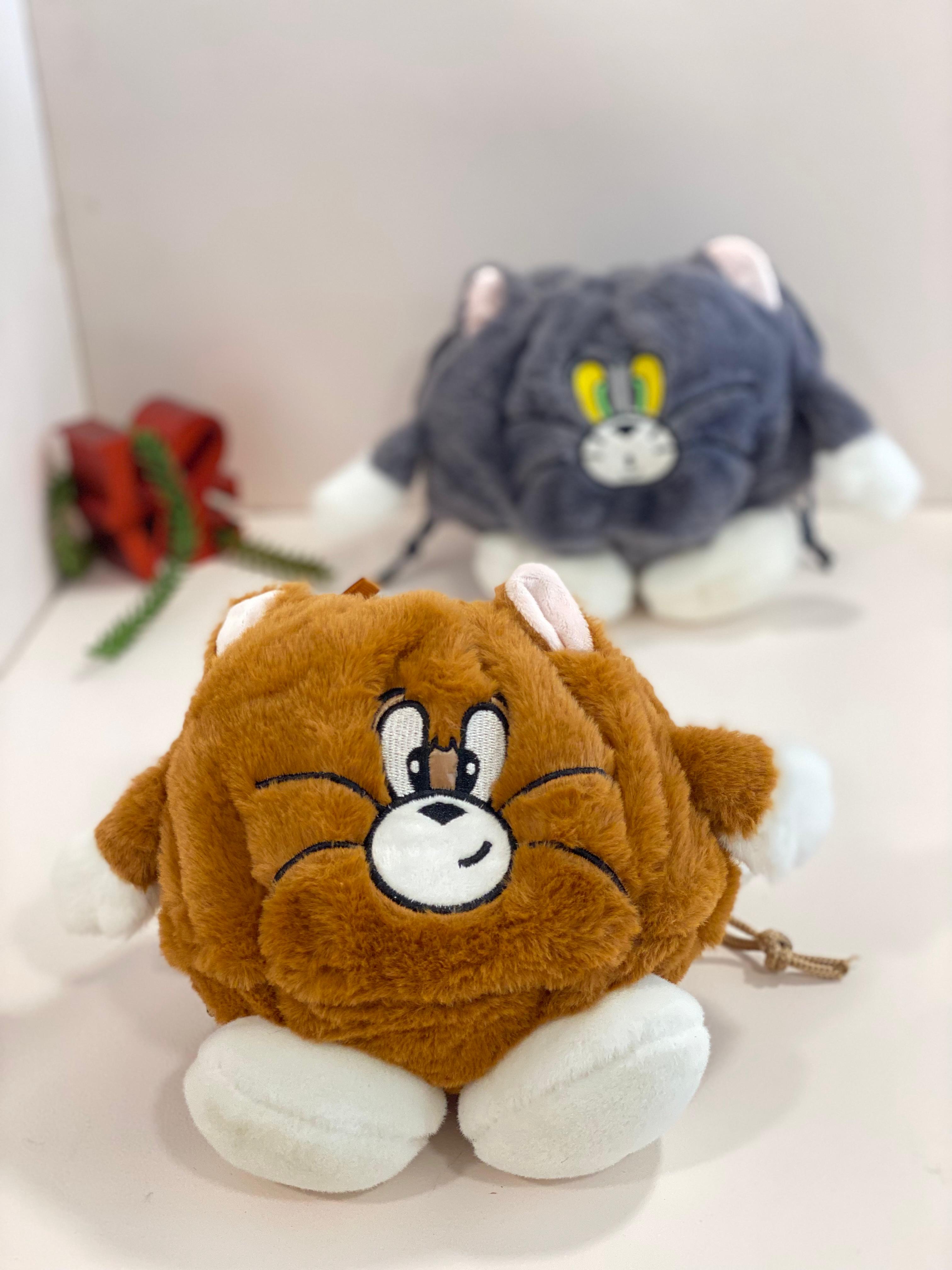 Cute Cartoon Cat Plush Crossbody Bag – Soft Kawaii Animal Drawstring Shoulder Bag for Kids & Girls