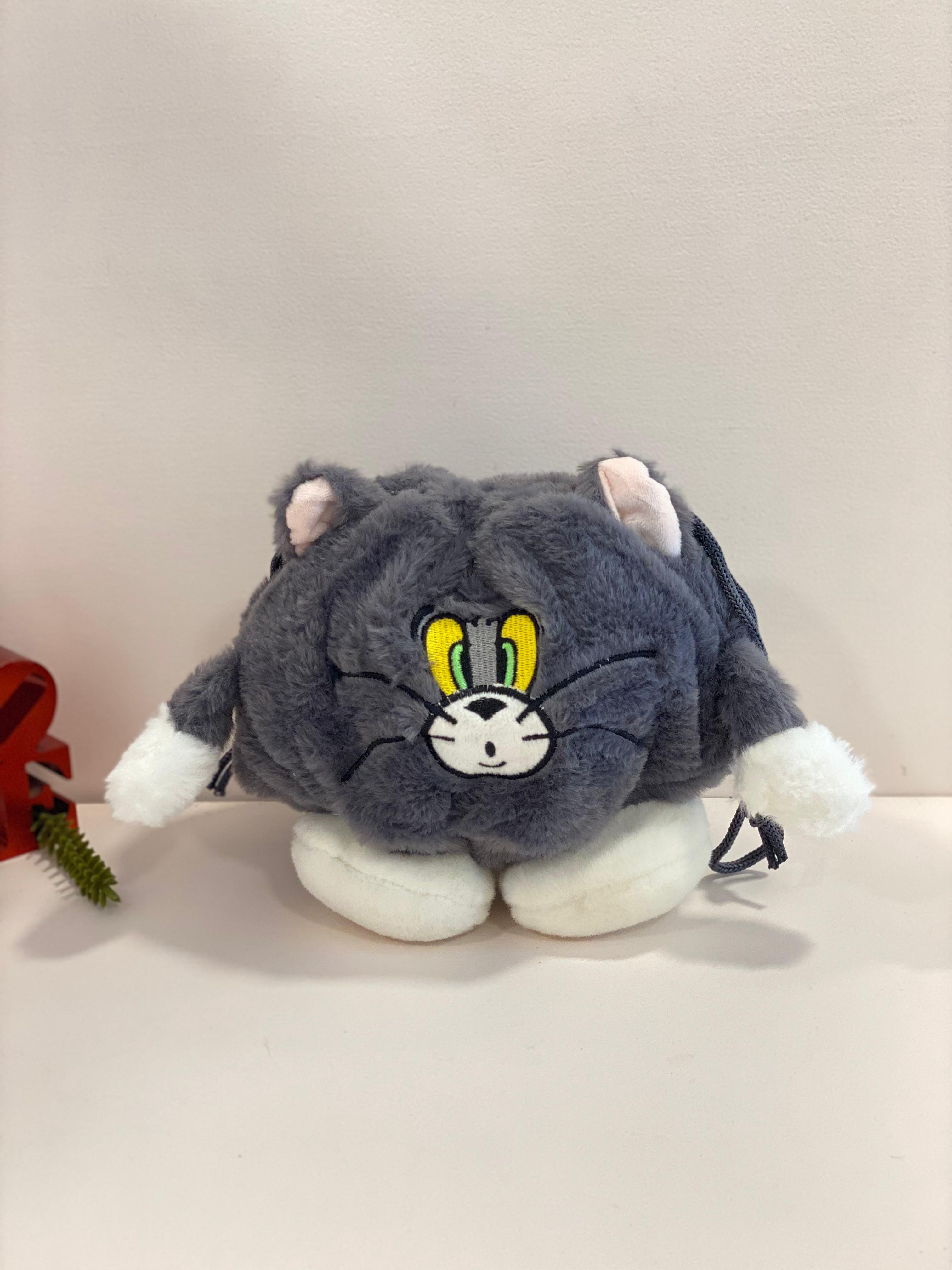 Cute Cartoon Cat Plush Crossbody Bag – Soft Kawaii Animal Drawstring Shoulder Bag for Kids & Girls