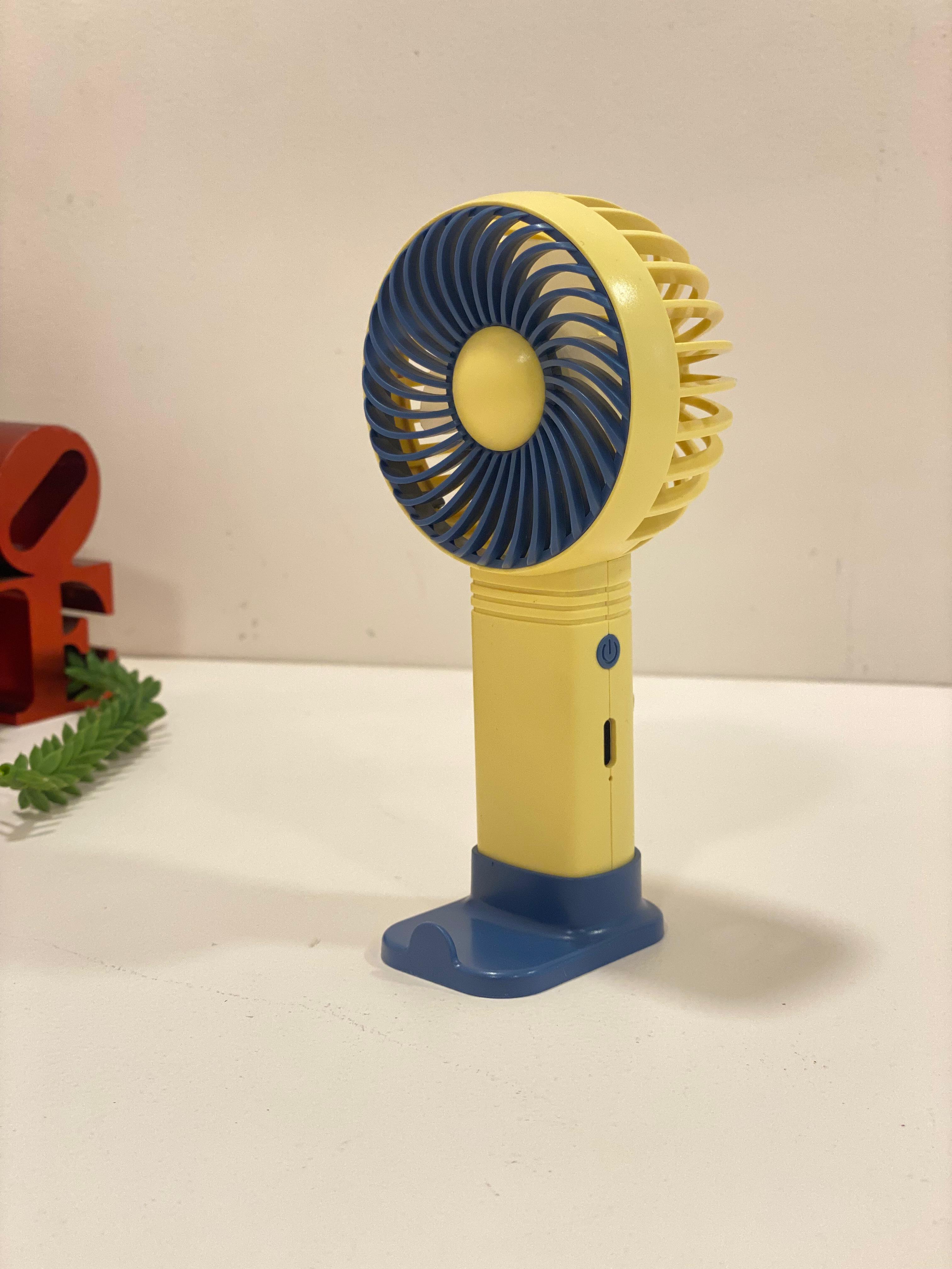 Portable USB Rechargeable Mini Desk Fan with Phone Stand – Foldable Handheld Cooling Fan