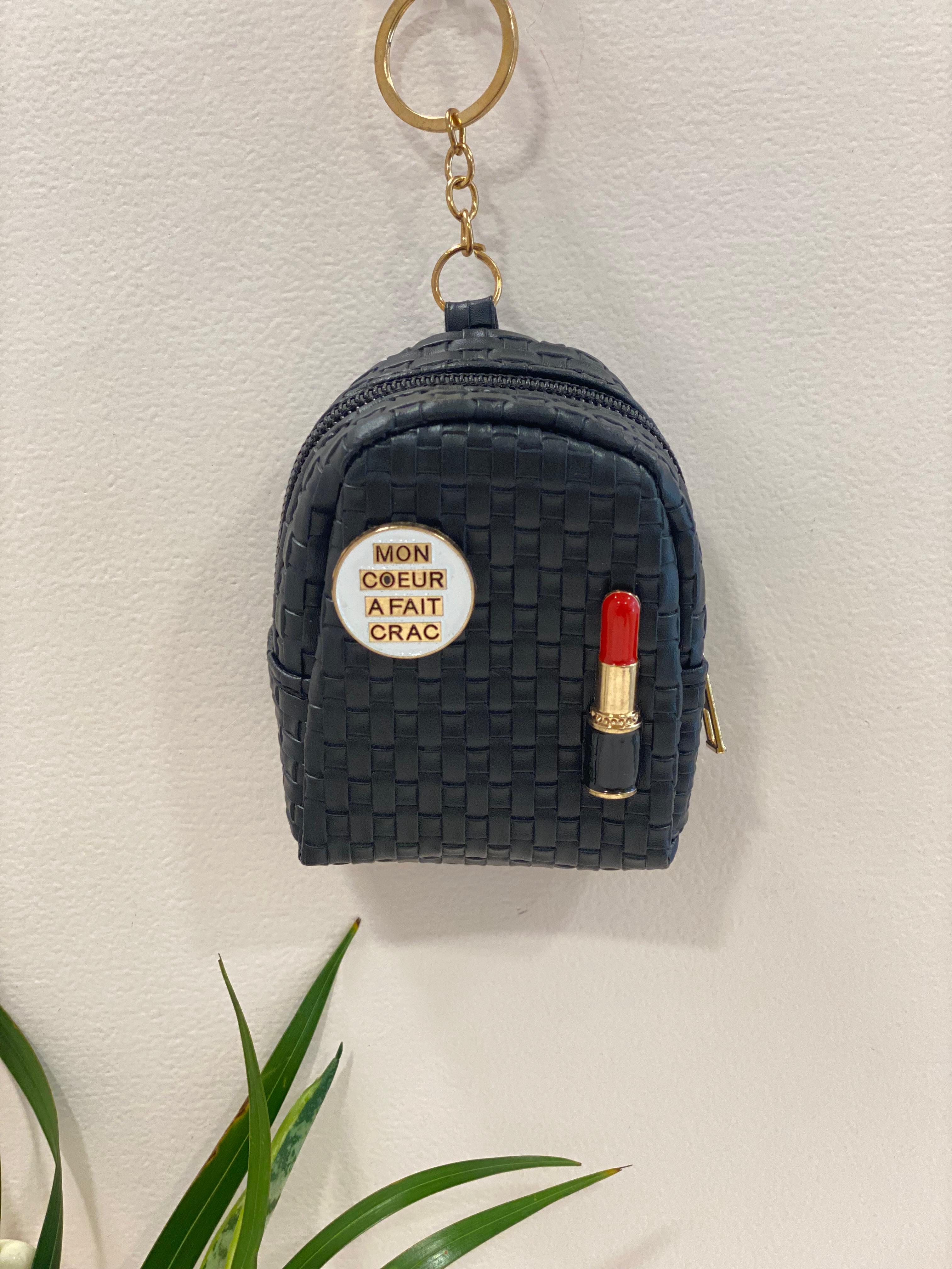 Mini Backpack Keychain Pouch – Cute Lipstick Charm Coin Purse Keyring