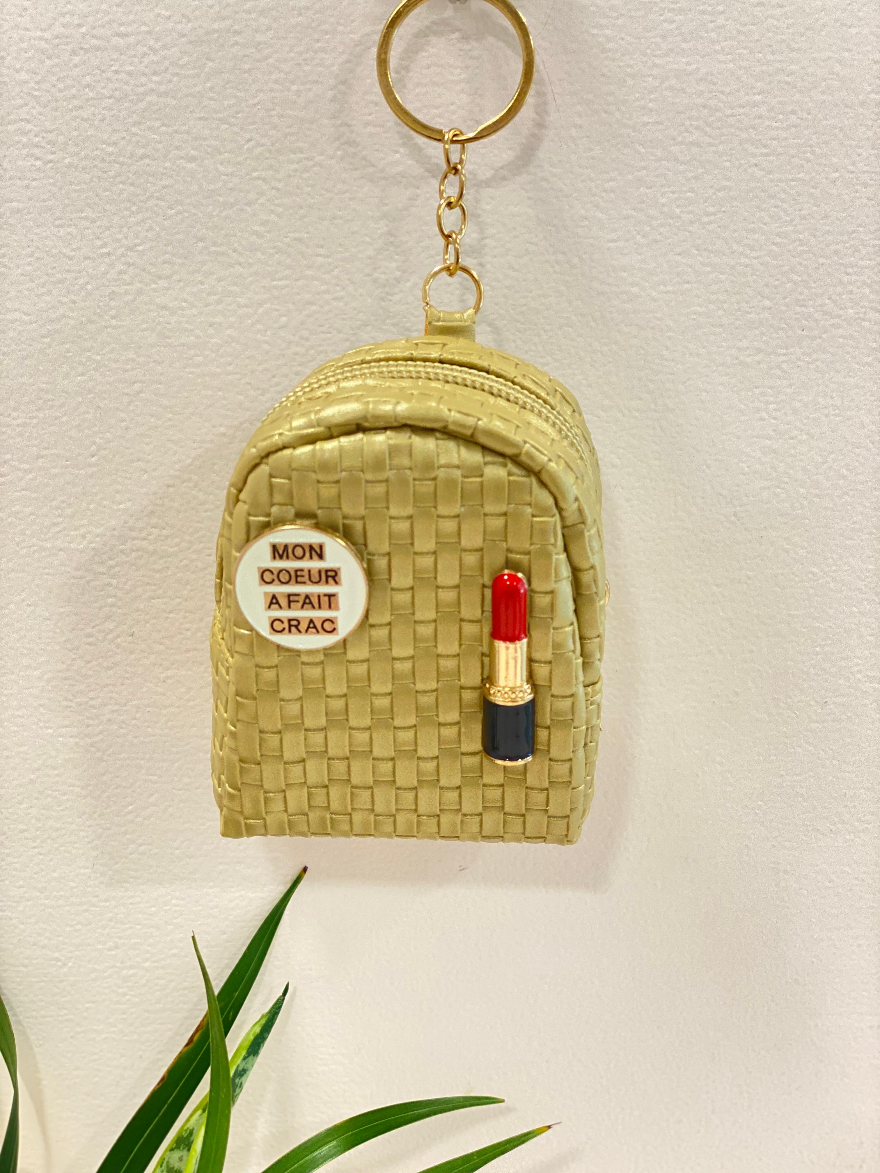 Mini Backpack Keychain Pouch – Cute Lipstick Charm Coin Purse Keyring
