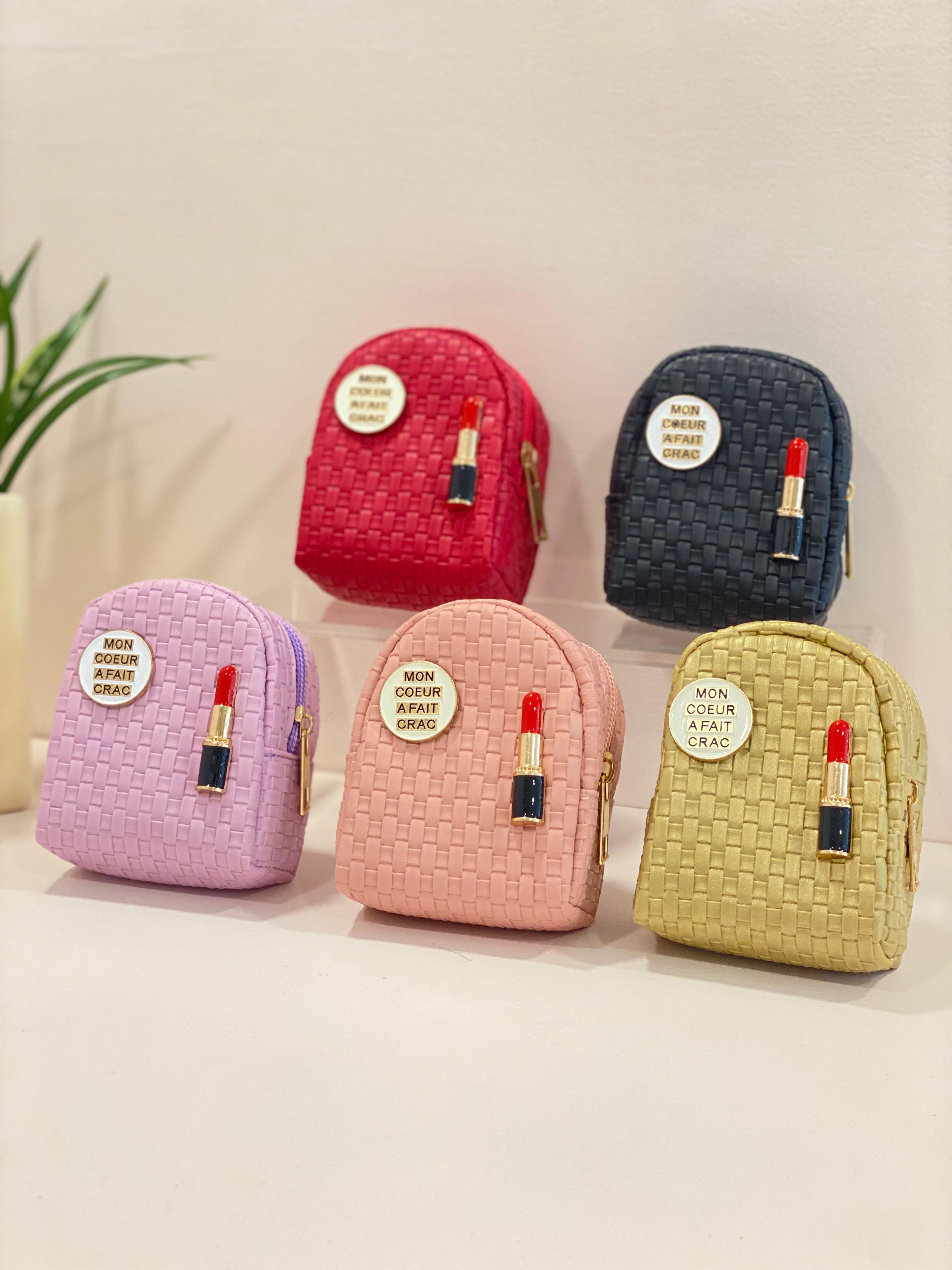 Mini Backpack Keychain Pouch – Cute Lipstick Charm Coin Purse Keyring