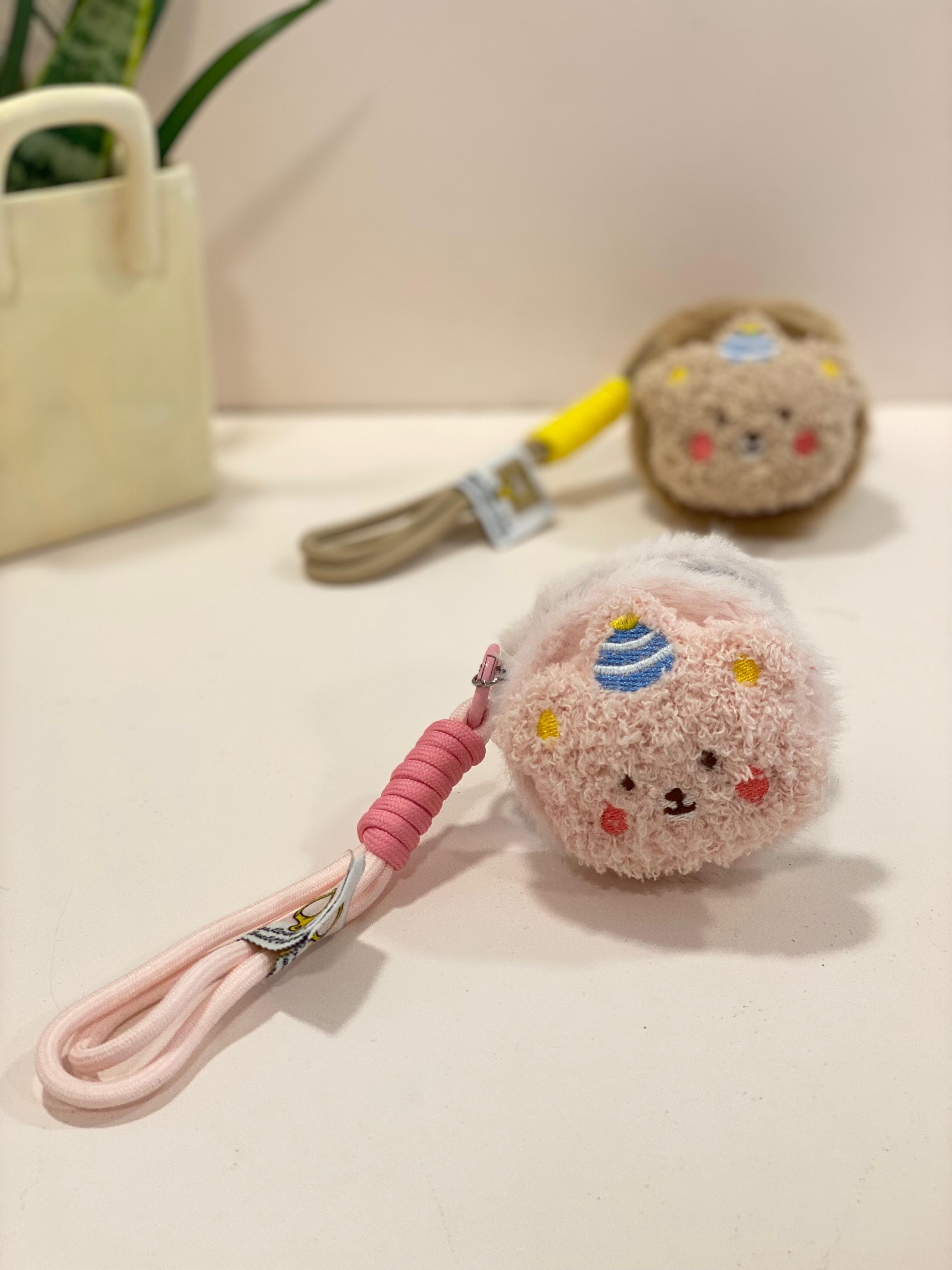 Cute Plush Bear Pocket Mirror Keychain – Fluffy Compact Makeup Mirror Bag Charm