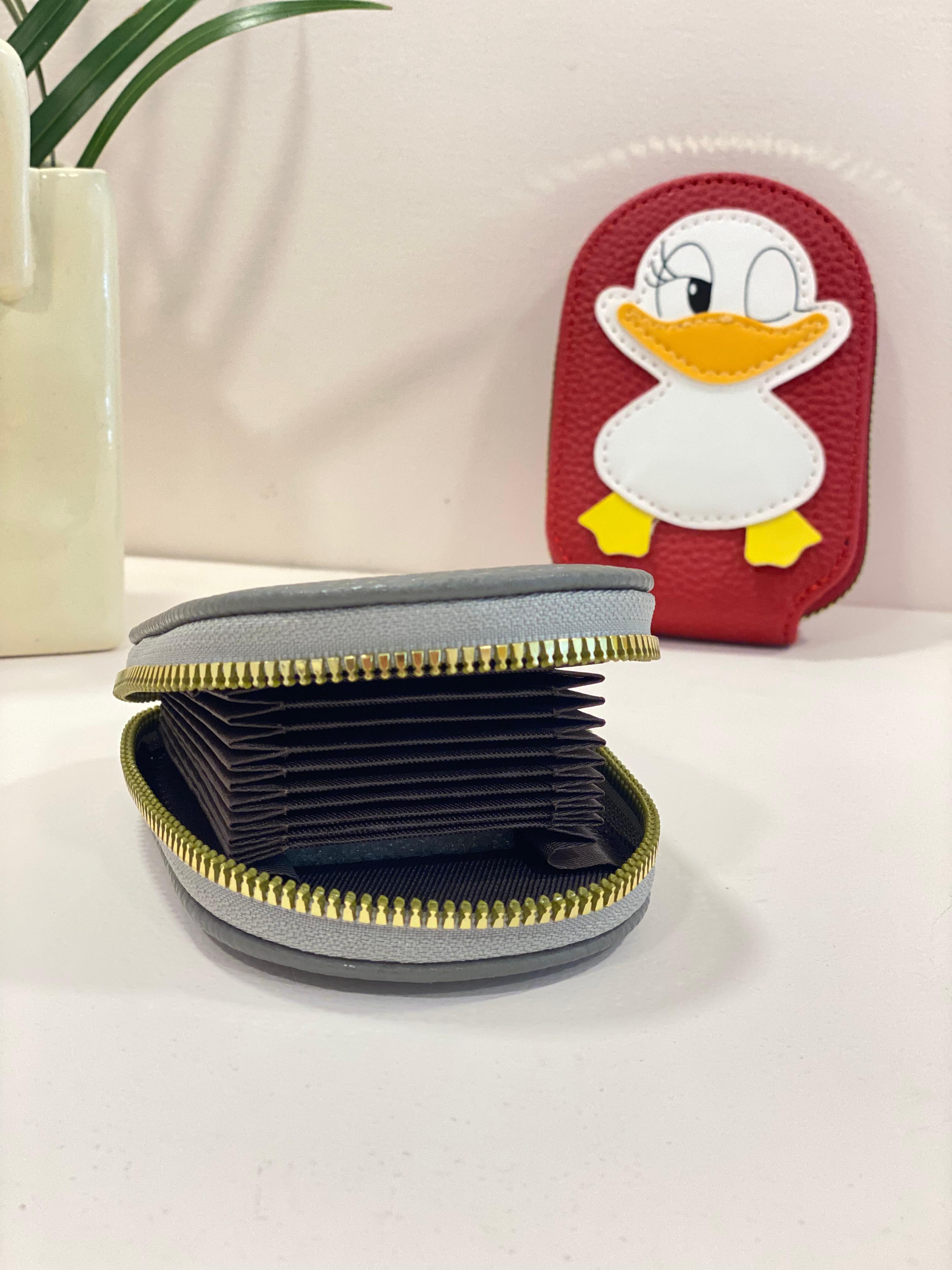 Cute Cartoon Duck Zip Card Holder Wallet – Compact Accordion Card Organizer Coin Purse