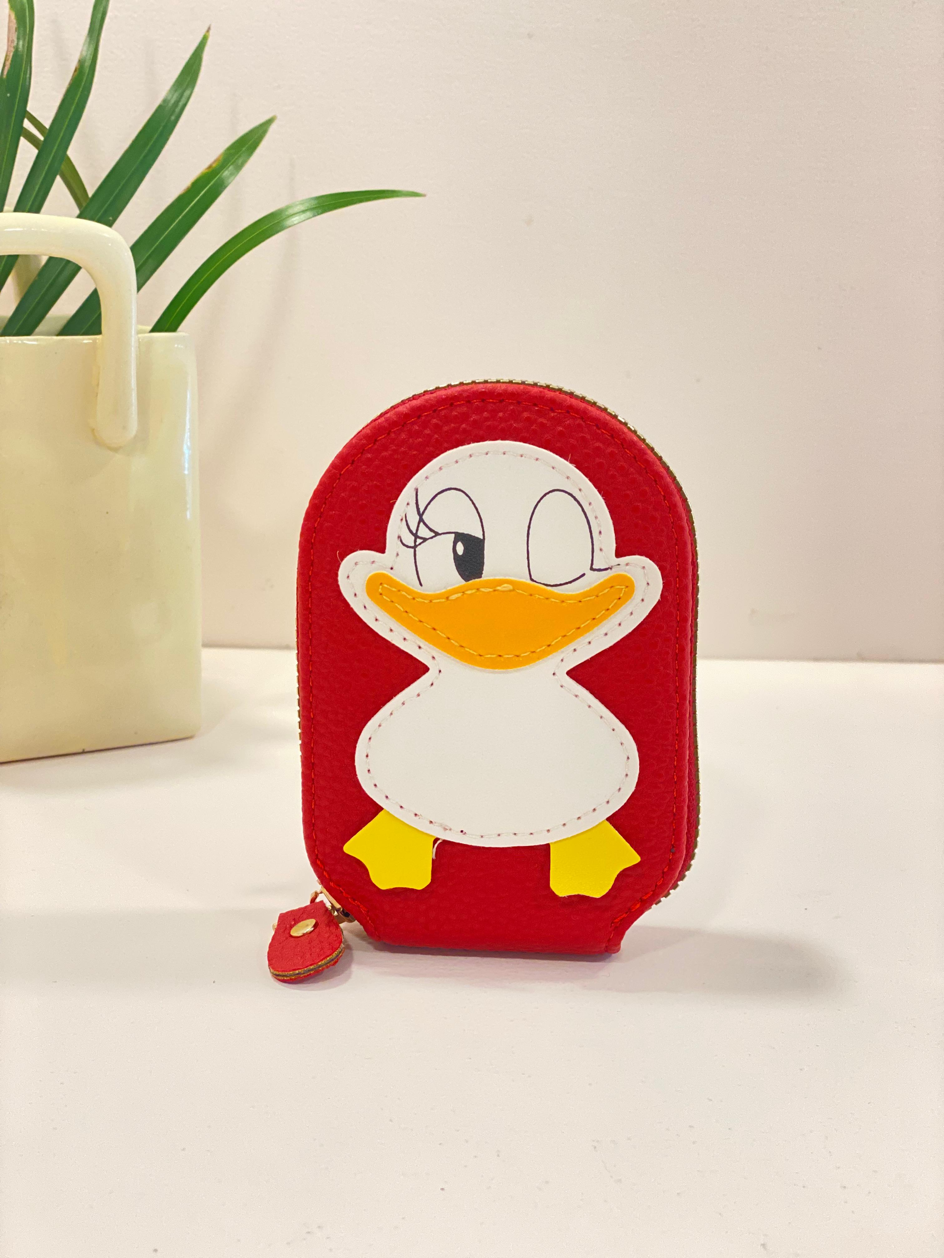 Cute Cartoon Duck Zip Card Holder Wallet – Compact Accordion Card Organizer Coin Purse
