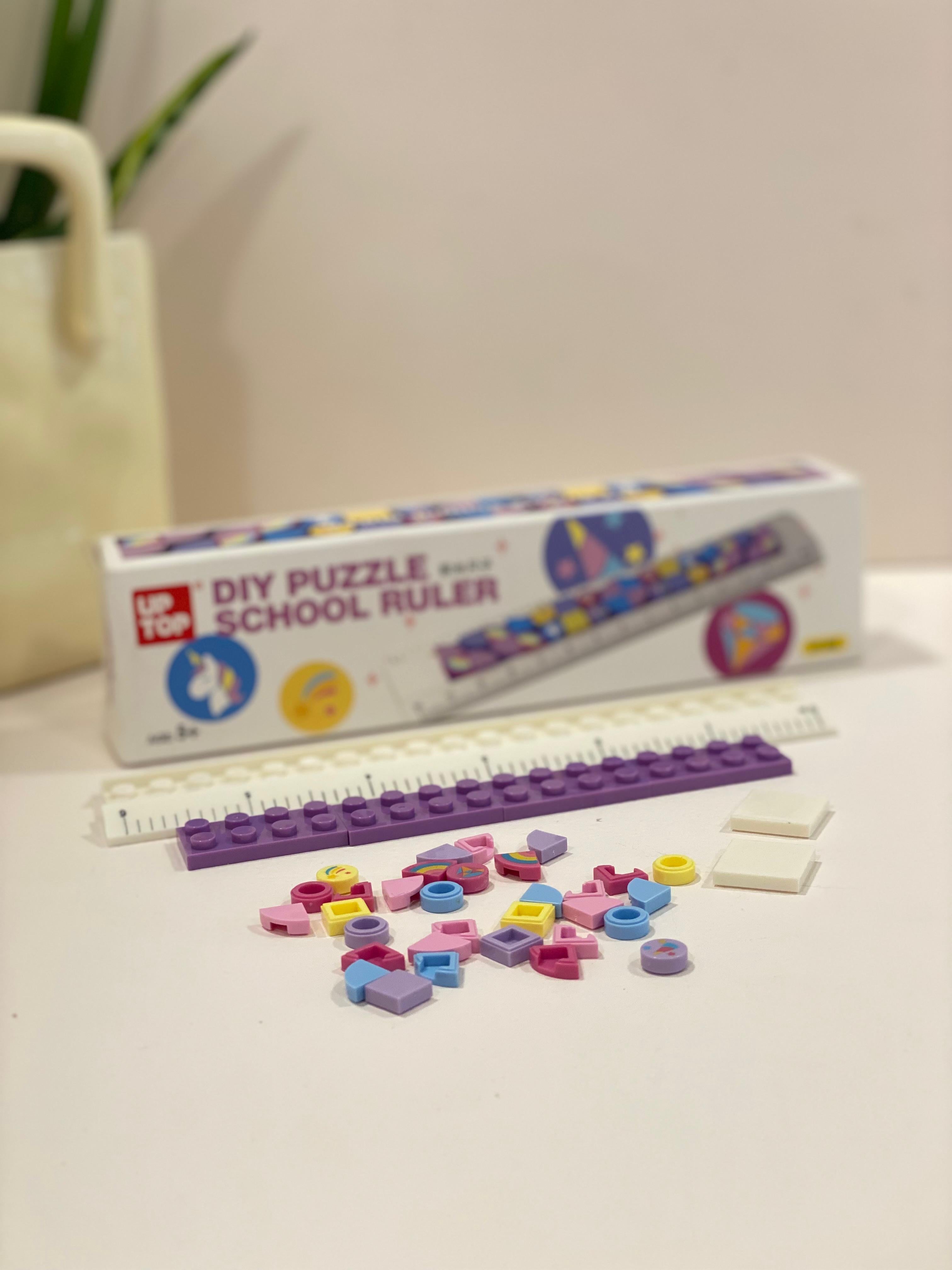 DIY Puzzle Building Block Ruler – Creative Modular School Ruler with Interlocking Blocks (15 cm)