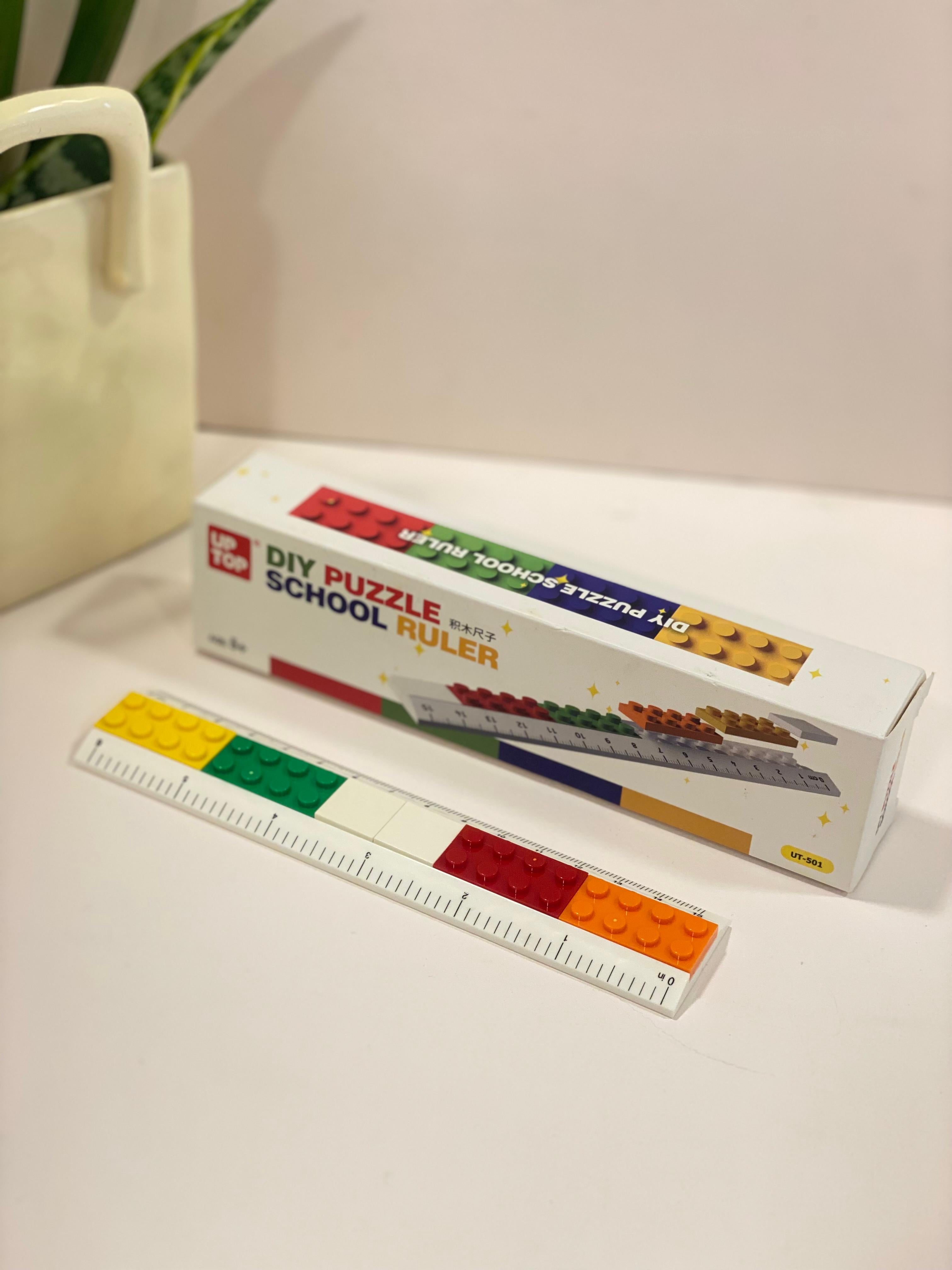 DIY Puzzle Building Block Ruler – Creative Modular School Ruler with Interlocking Blocks (15 cm)