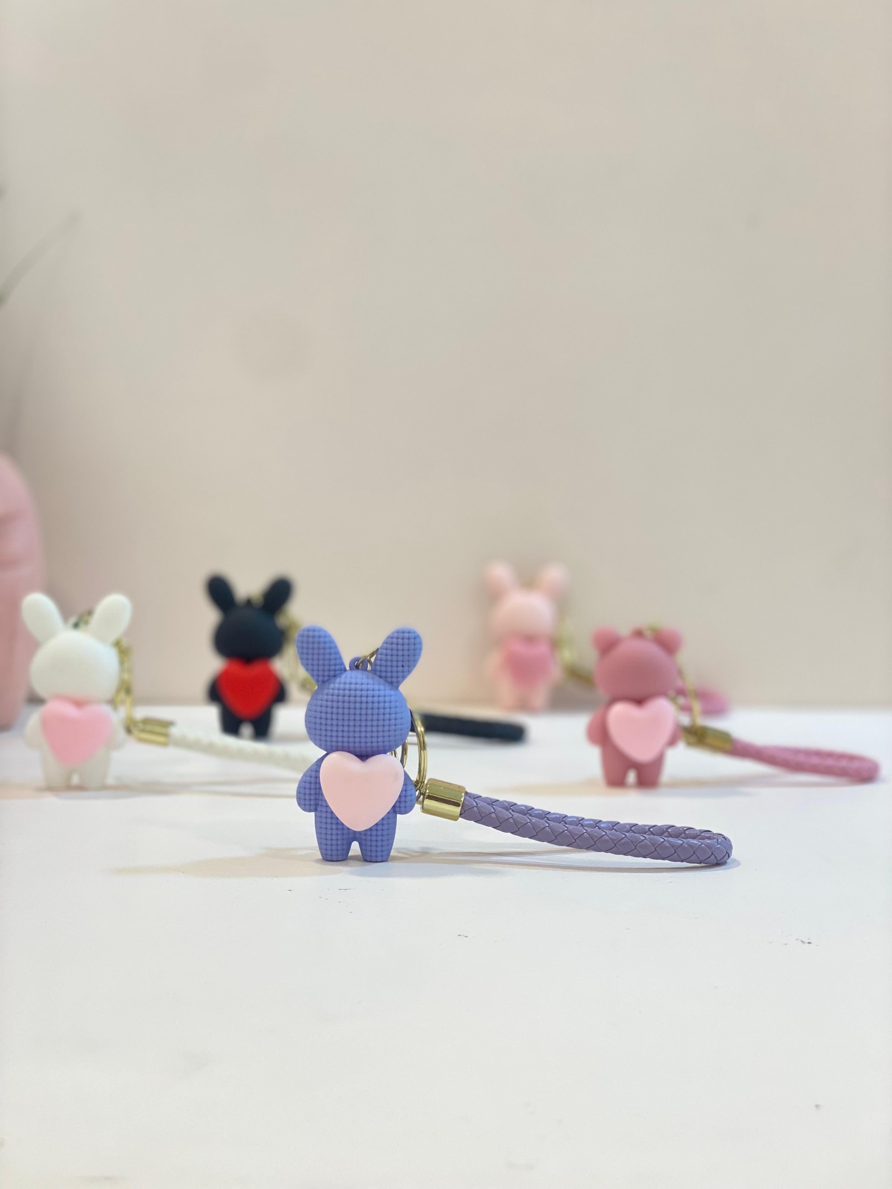 Pastel Teddy Heart Keychain
