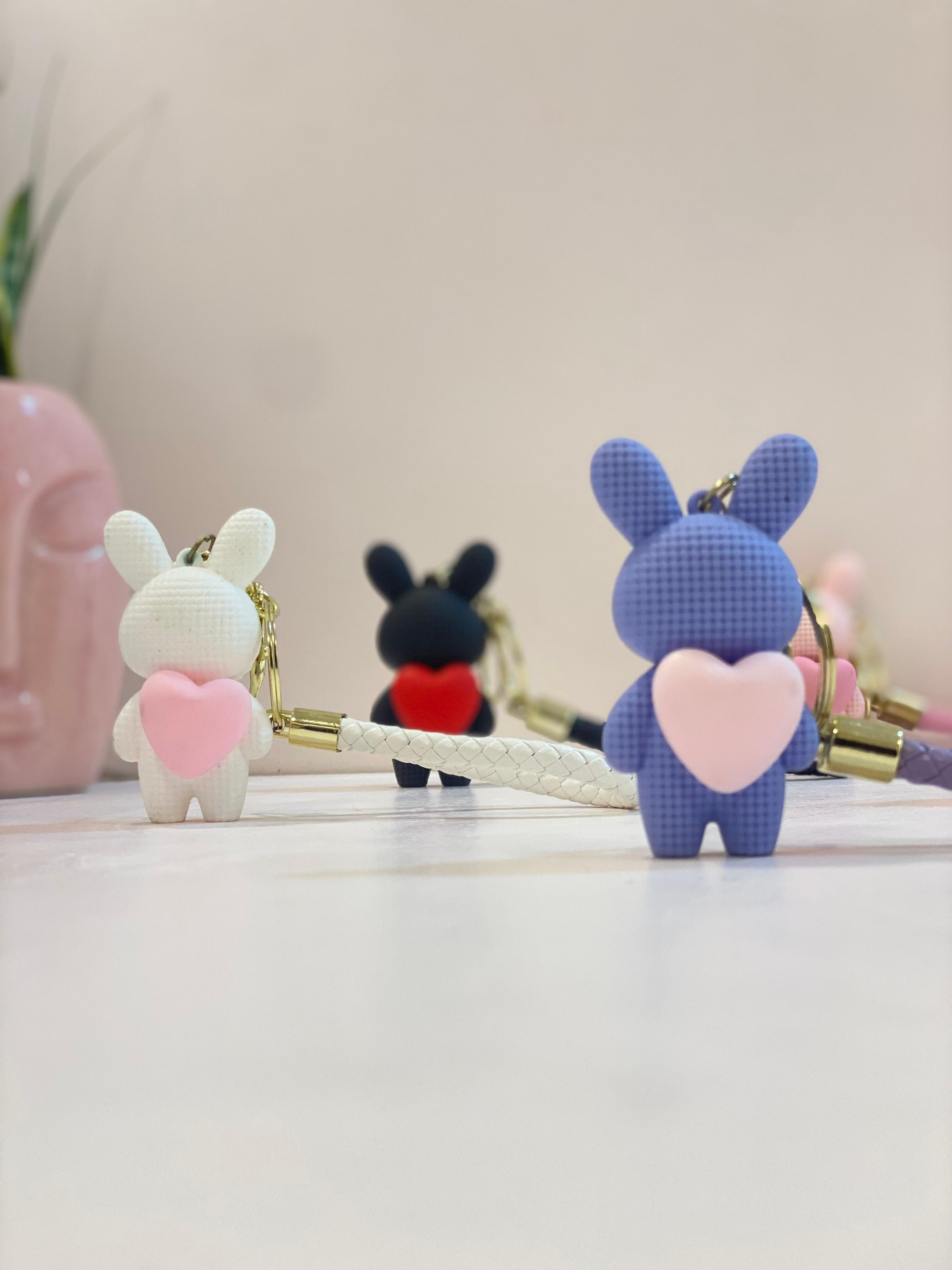 Pastel Teddy Heart Keychain