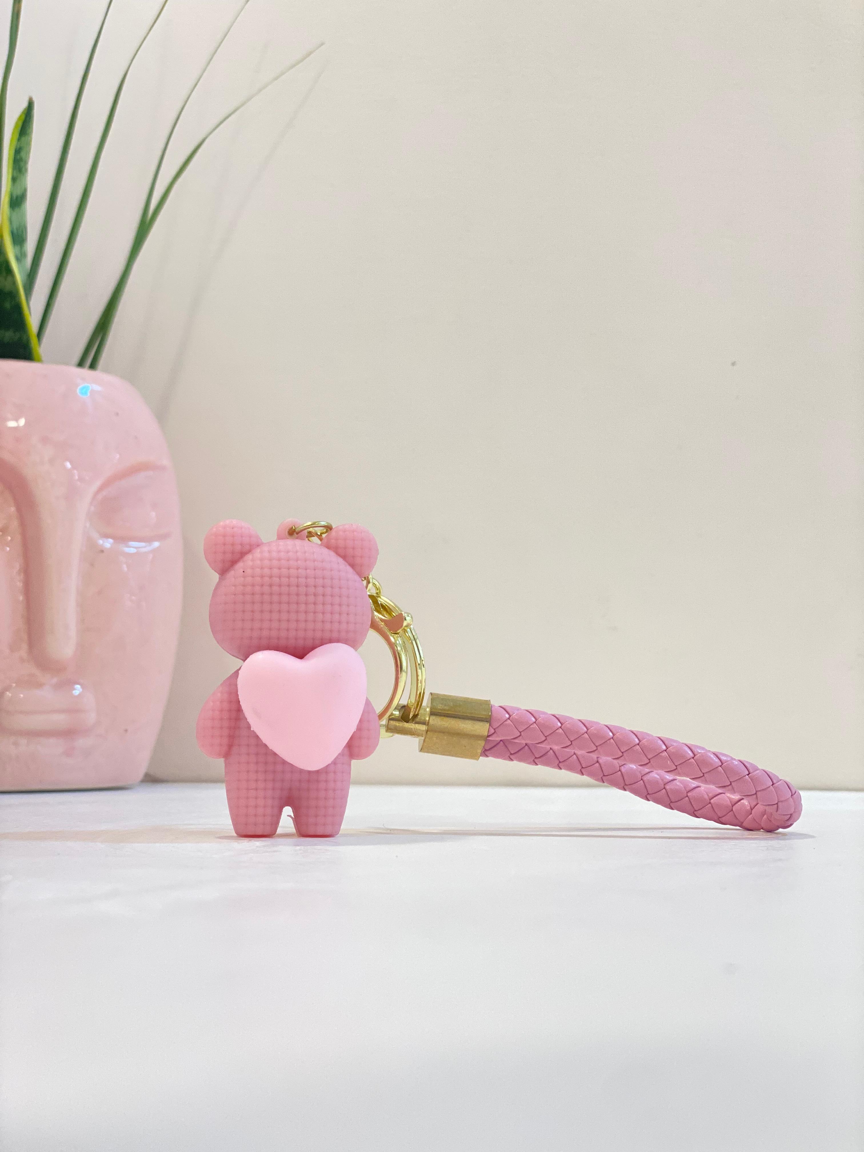 Pastel Teddy Heart Keychain