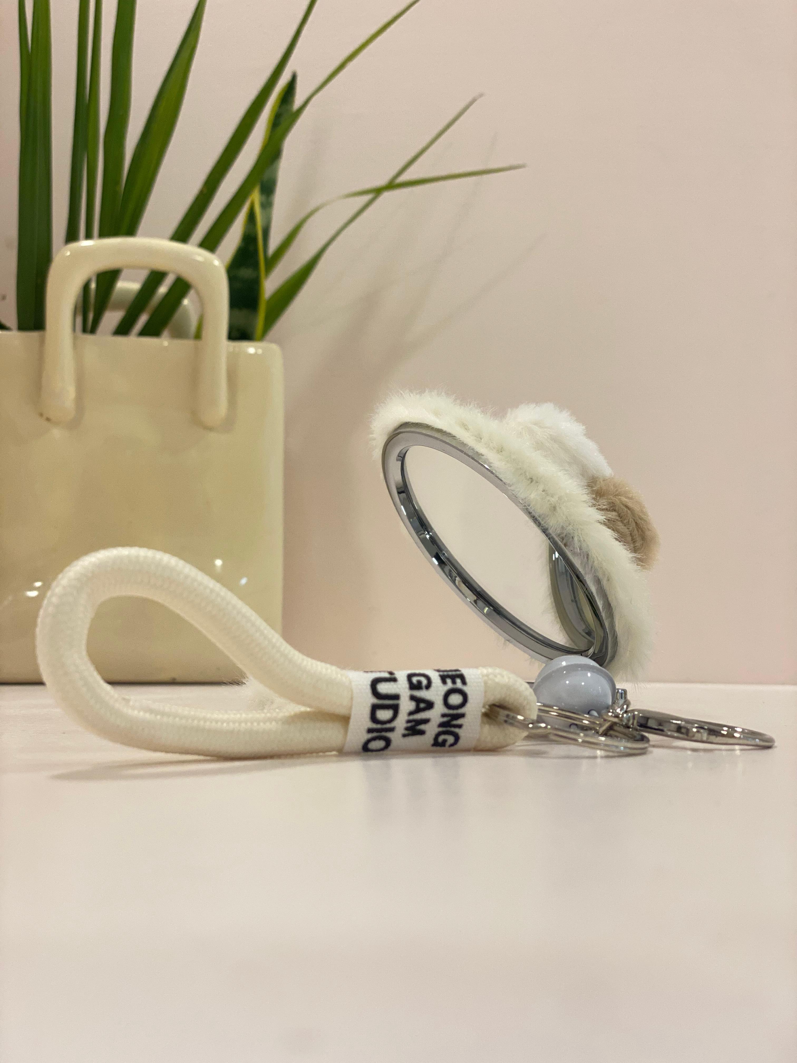 Plush Puppy Compact Mirror Keychain