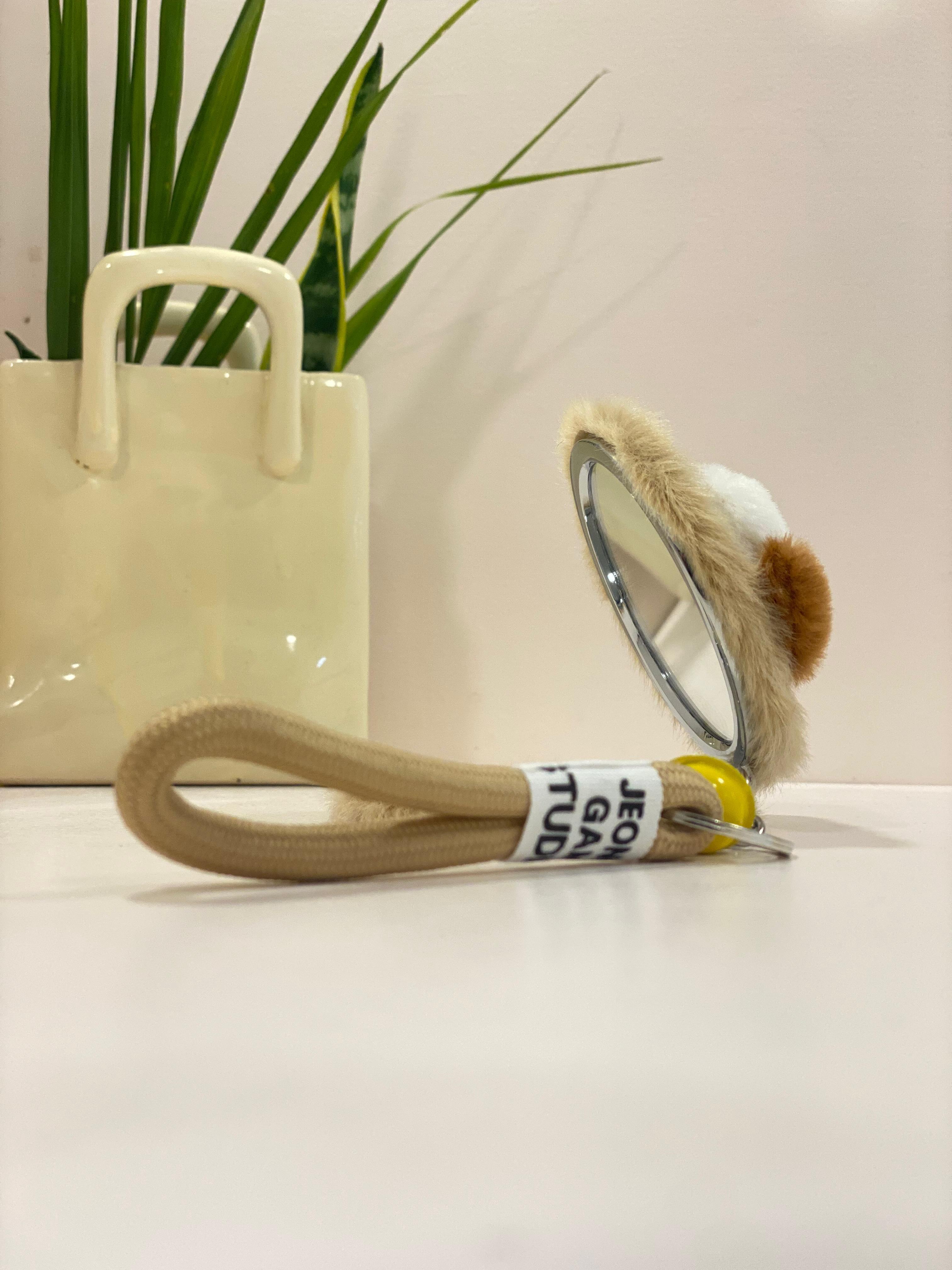 Plush Puppy Compact Mirror Keychain