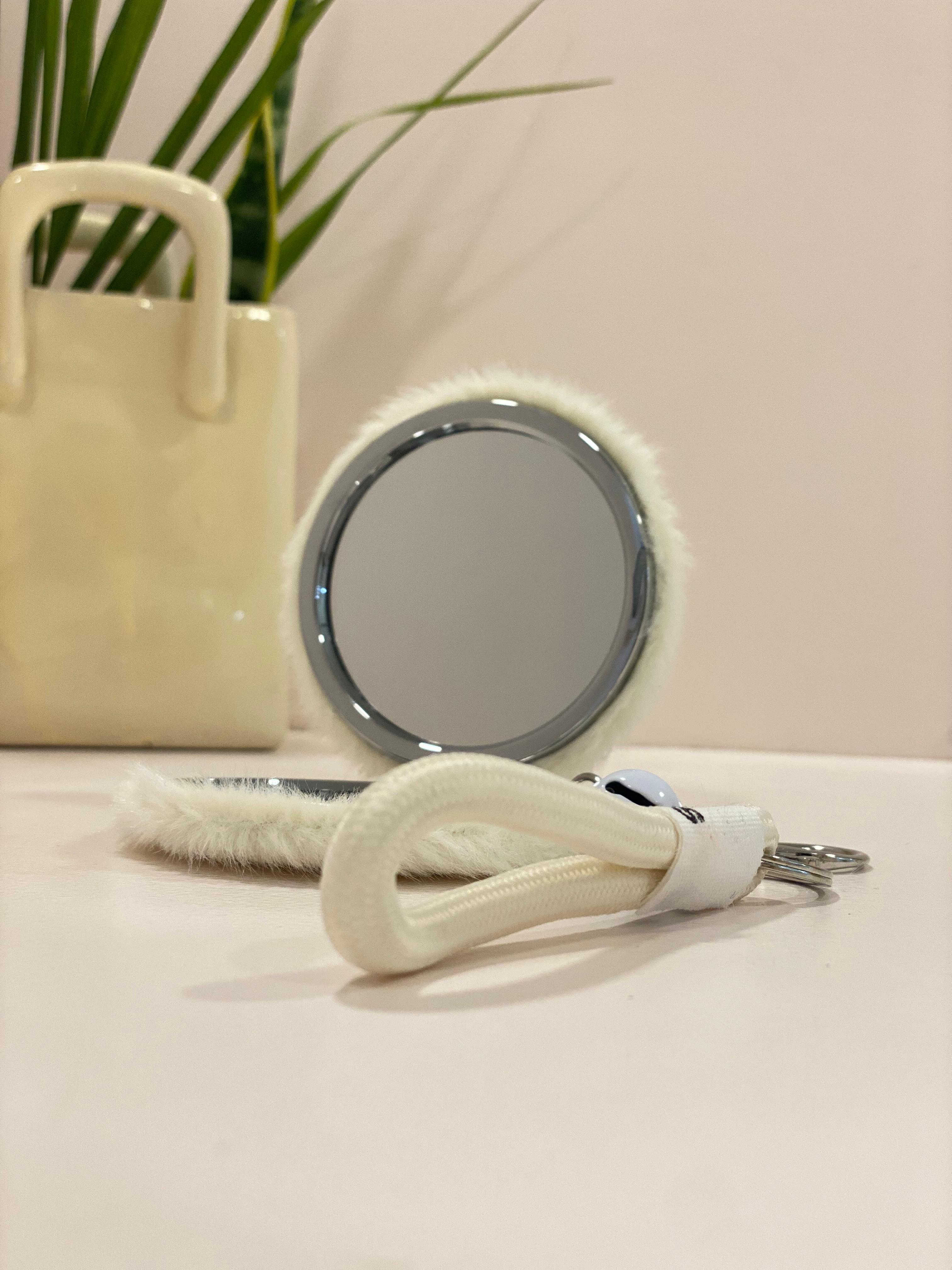 Plush Puppy Compact Mirror Keychain