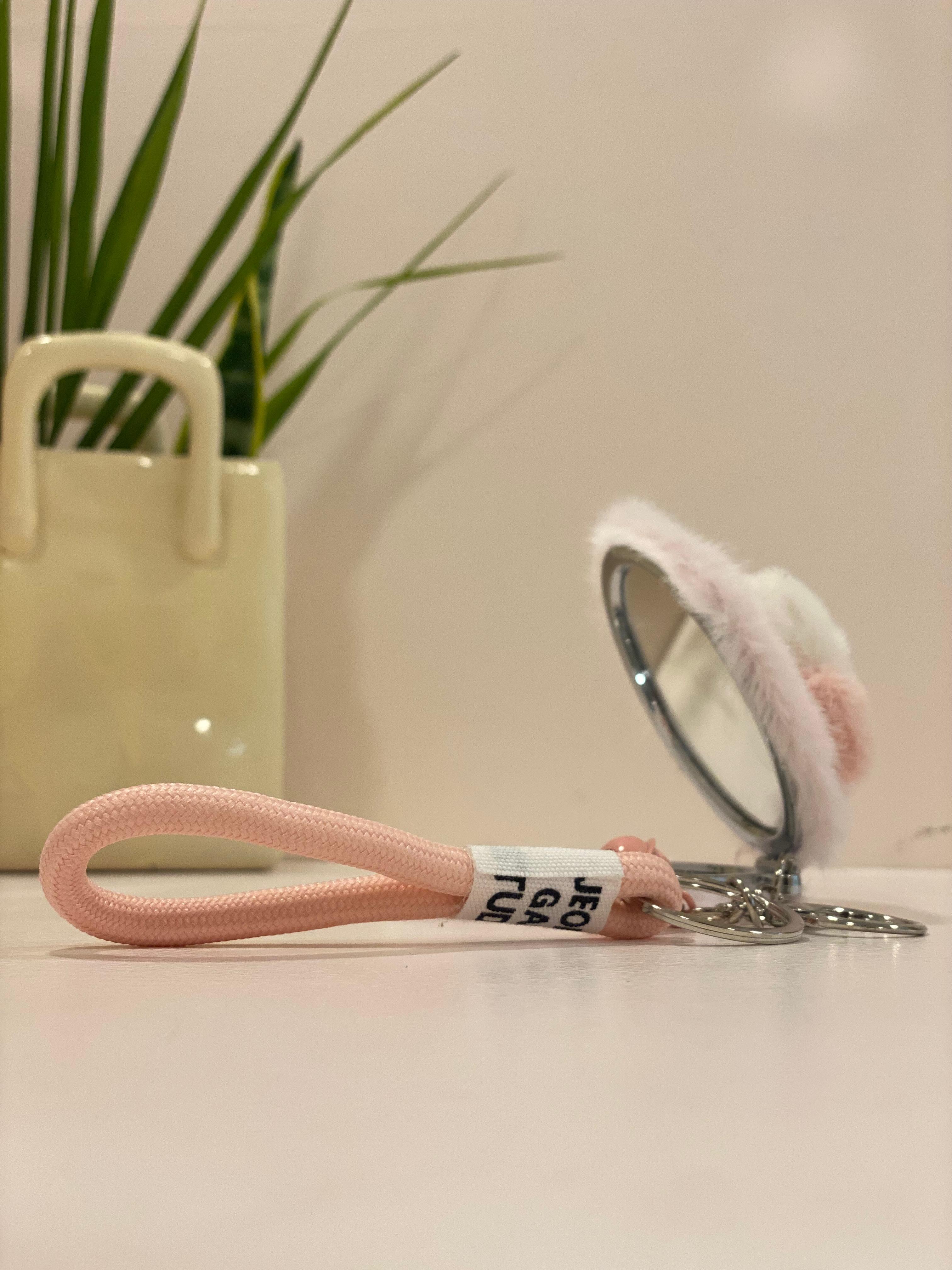 Plush Puppy Compact Mirror Keychain