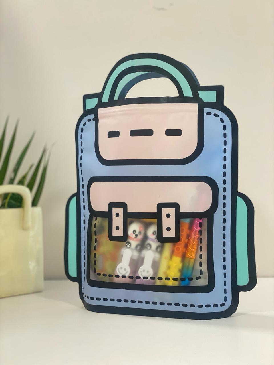 2D Cartoon Backpack Stationery Pouch Hamper