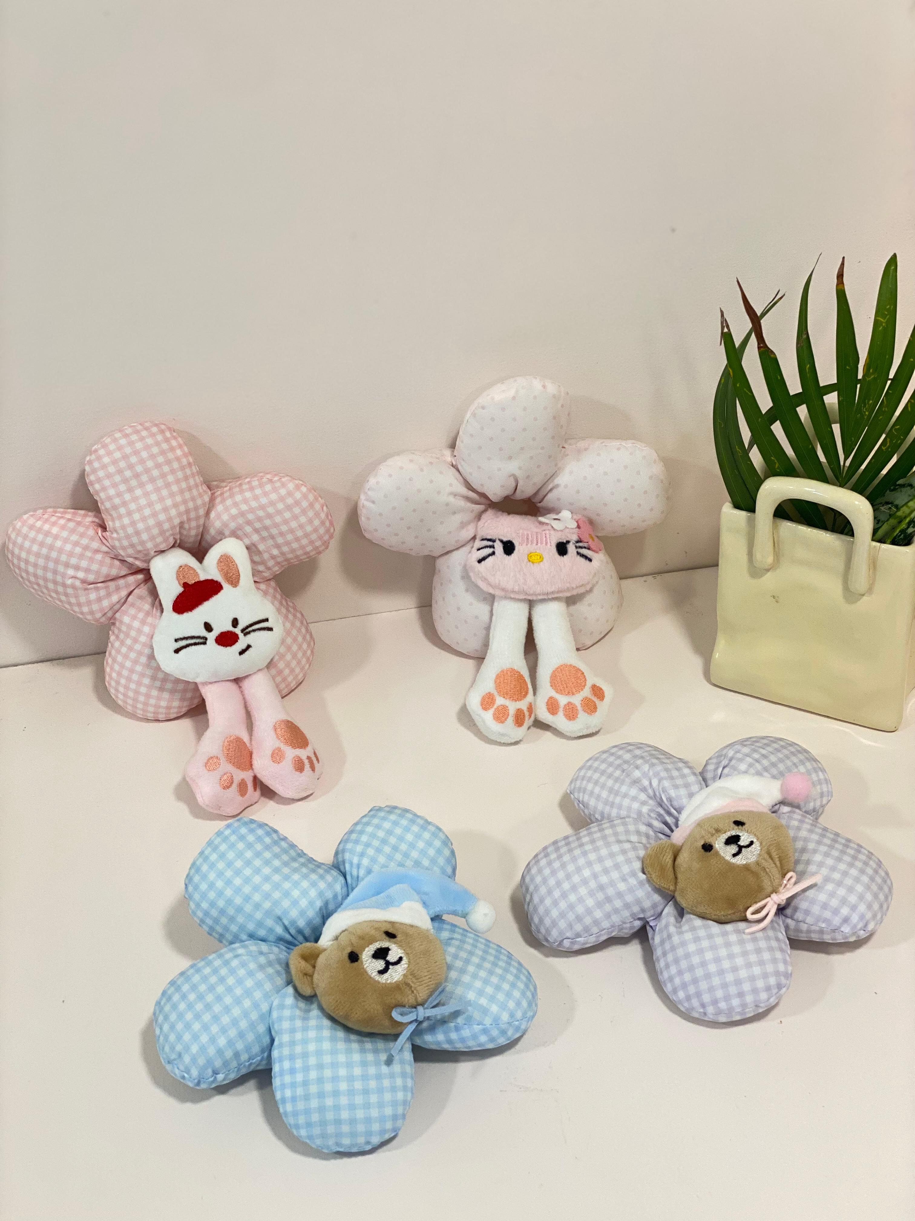 Oversized Stuffed Flower Character Scrunchie