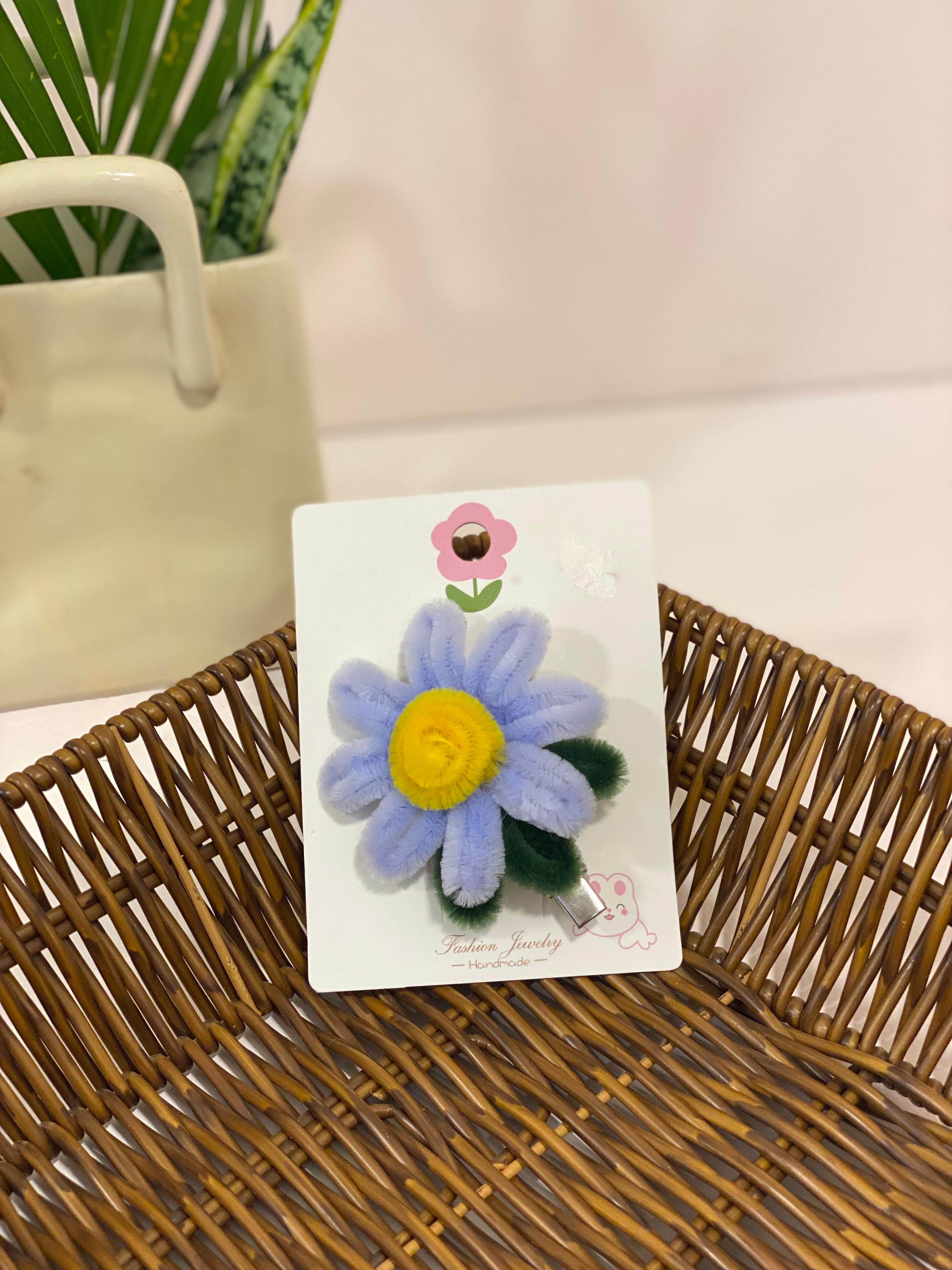 Chenille Flora Fuzzy Alligator Hair Clip