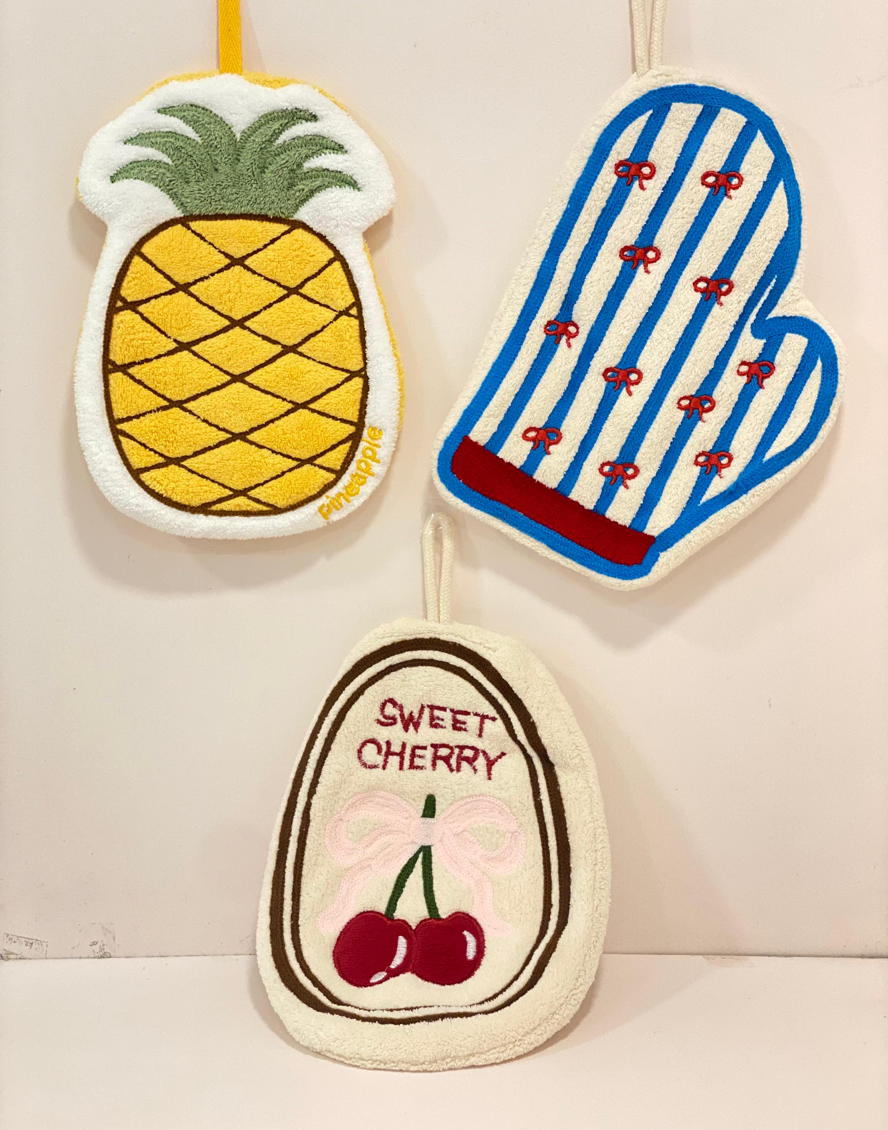 Quirky Food & Flora Tufted Hanging Hand Towels