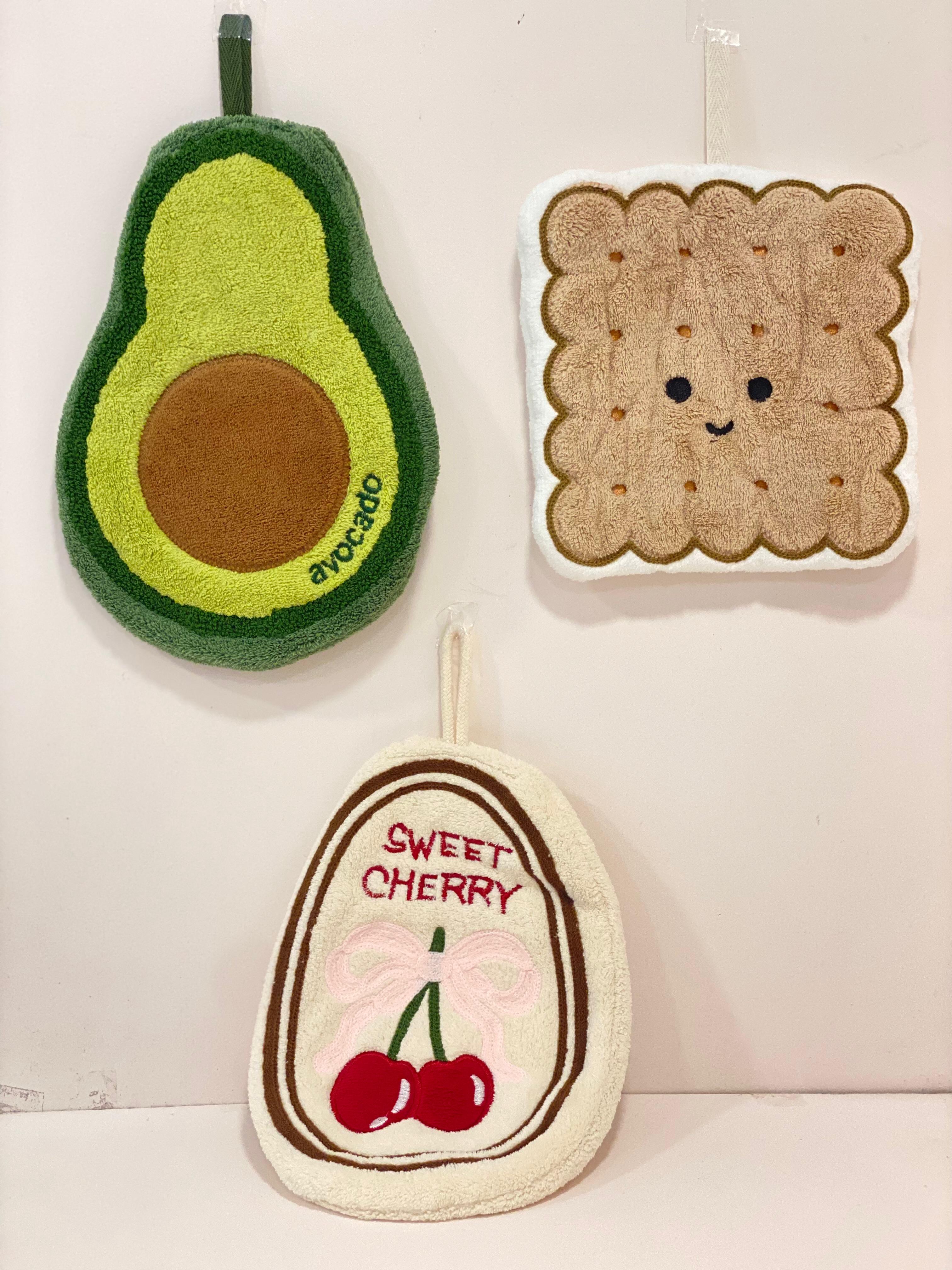Quirky Food & Flora Tufted Hanging Hand Towels