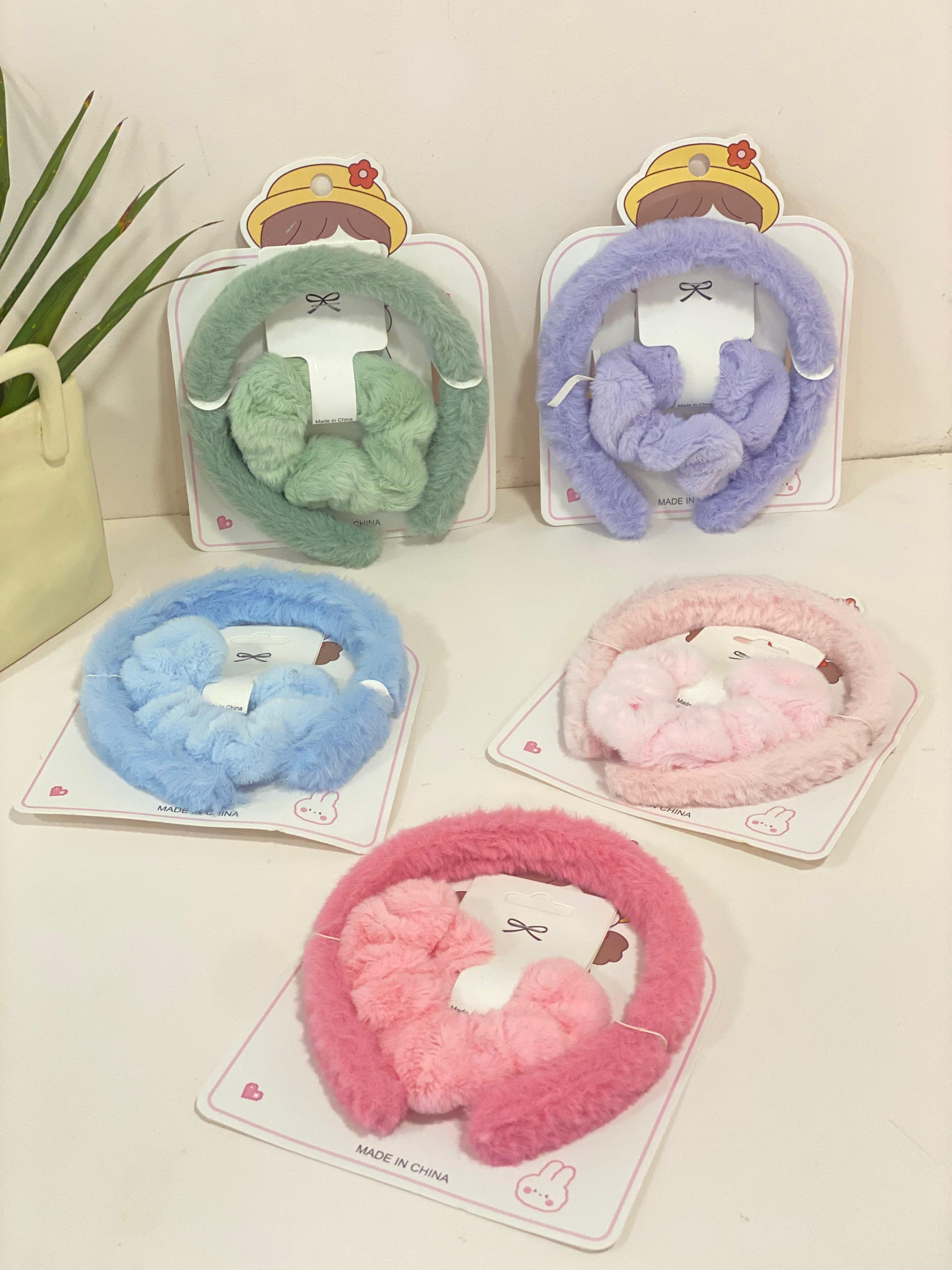 Plush Faux-Fur Headband & Scrunchie Set