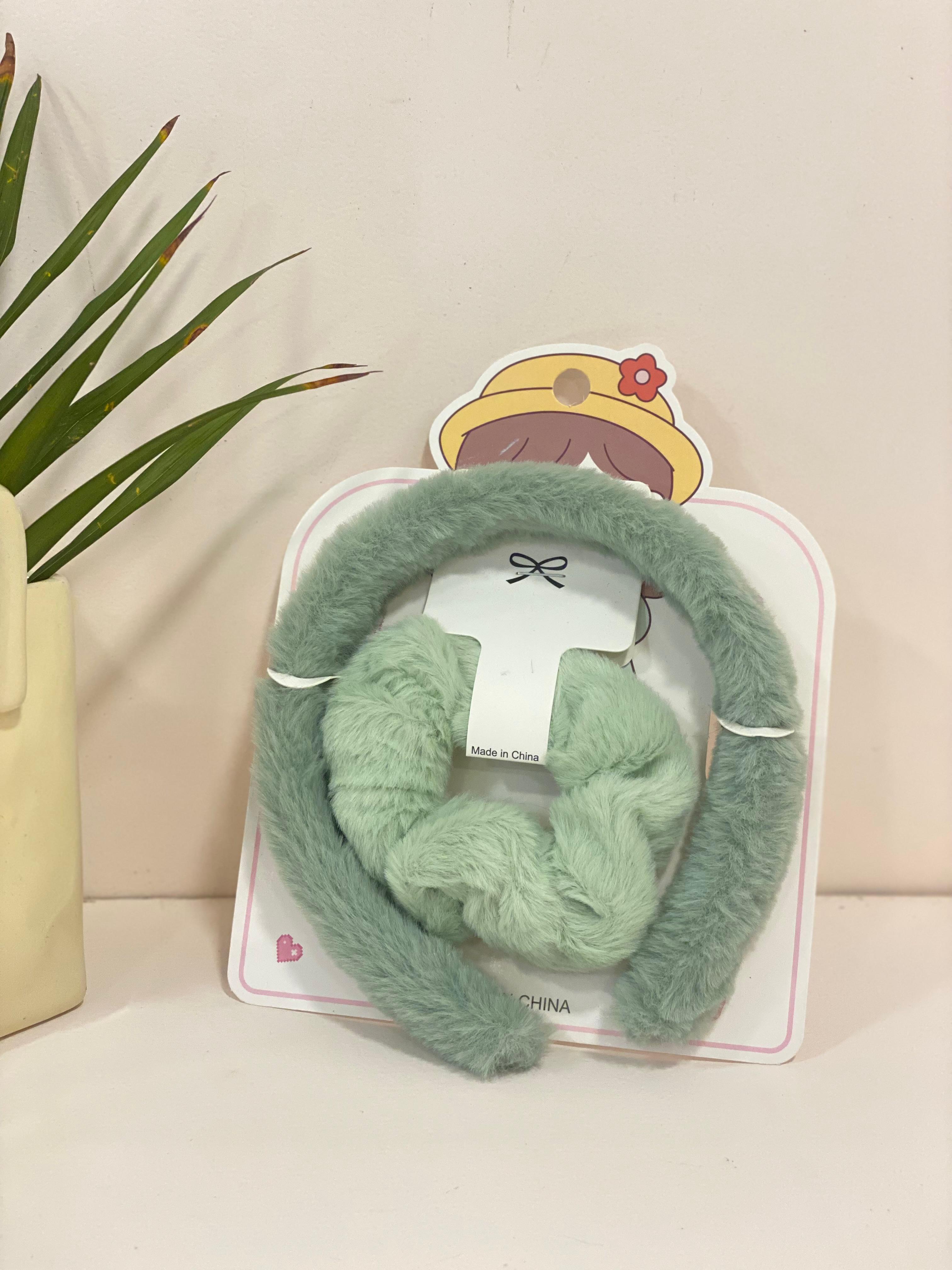 Plush Faux-Fur Headband & Scrunchie Set