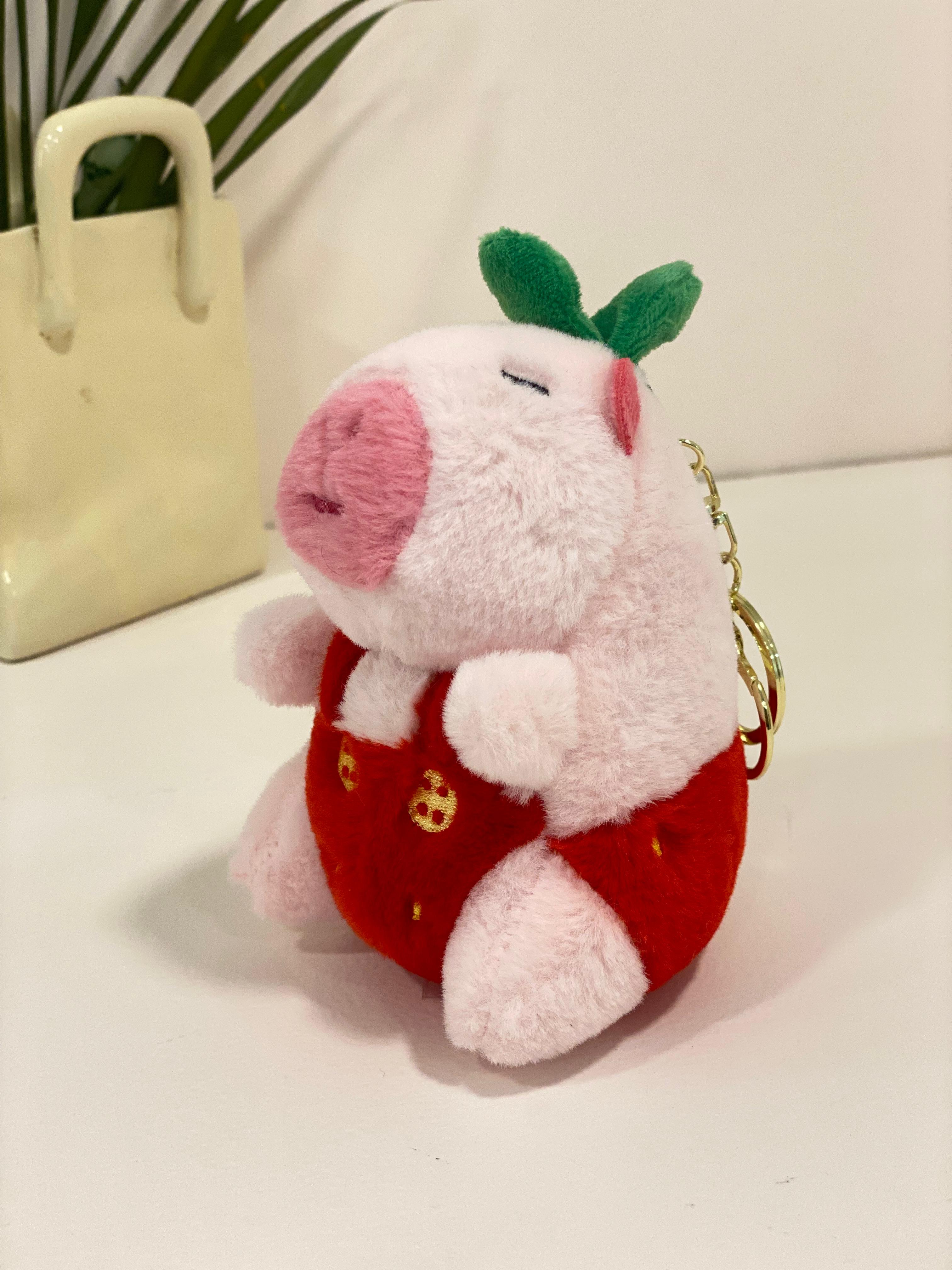 Valentine Cupid Capybara & Strawberry Pig Plush Keychains