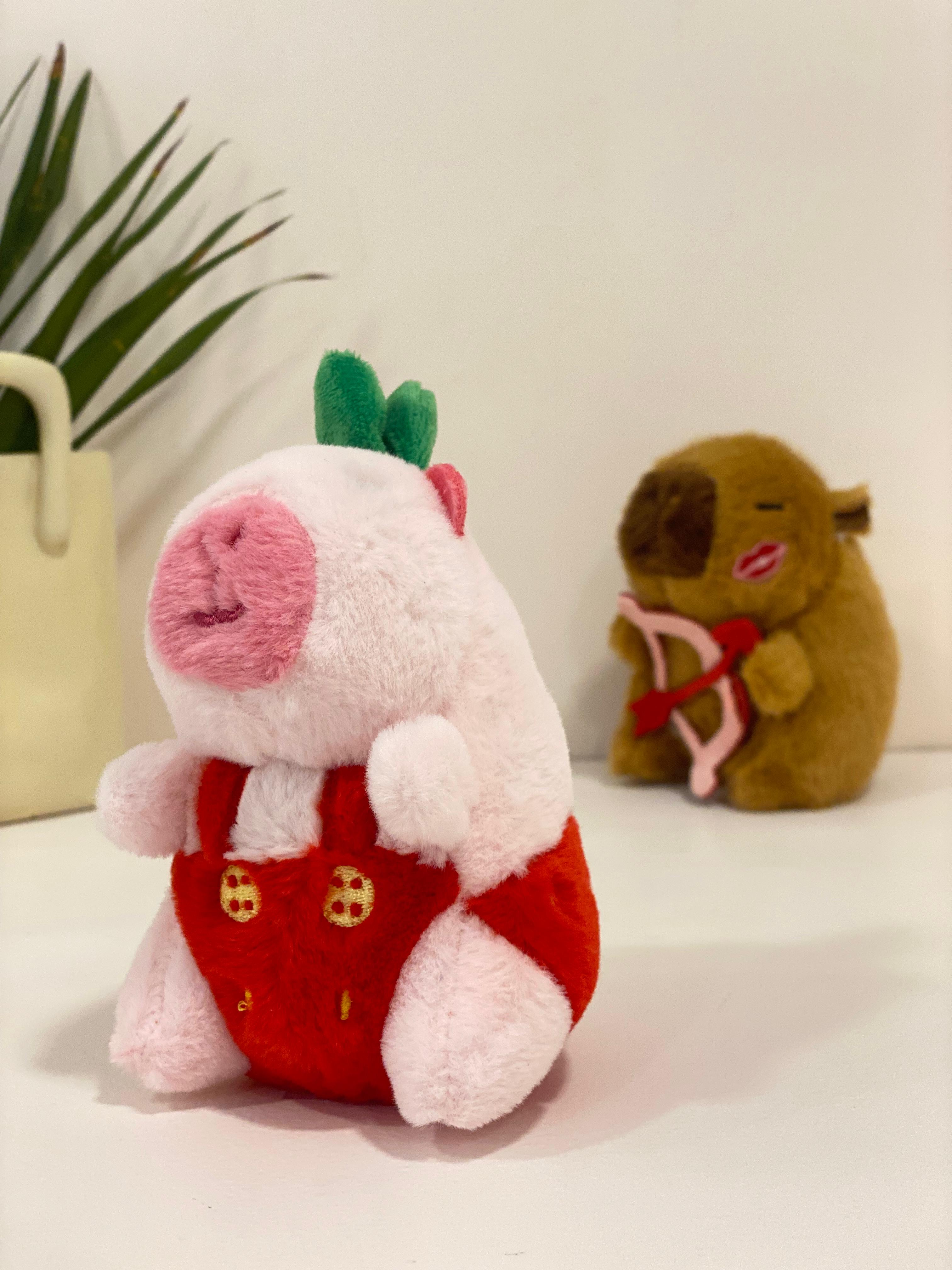 Valentine Cupid Capybara & Strawberry Pig Plush Keychains