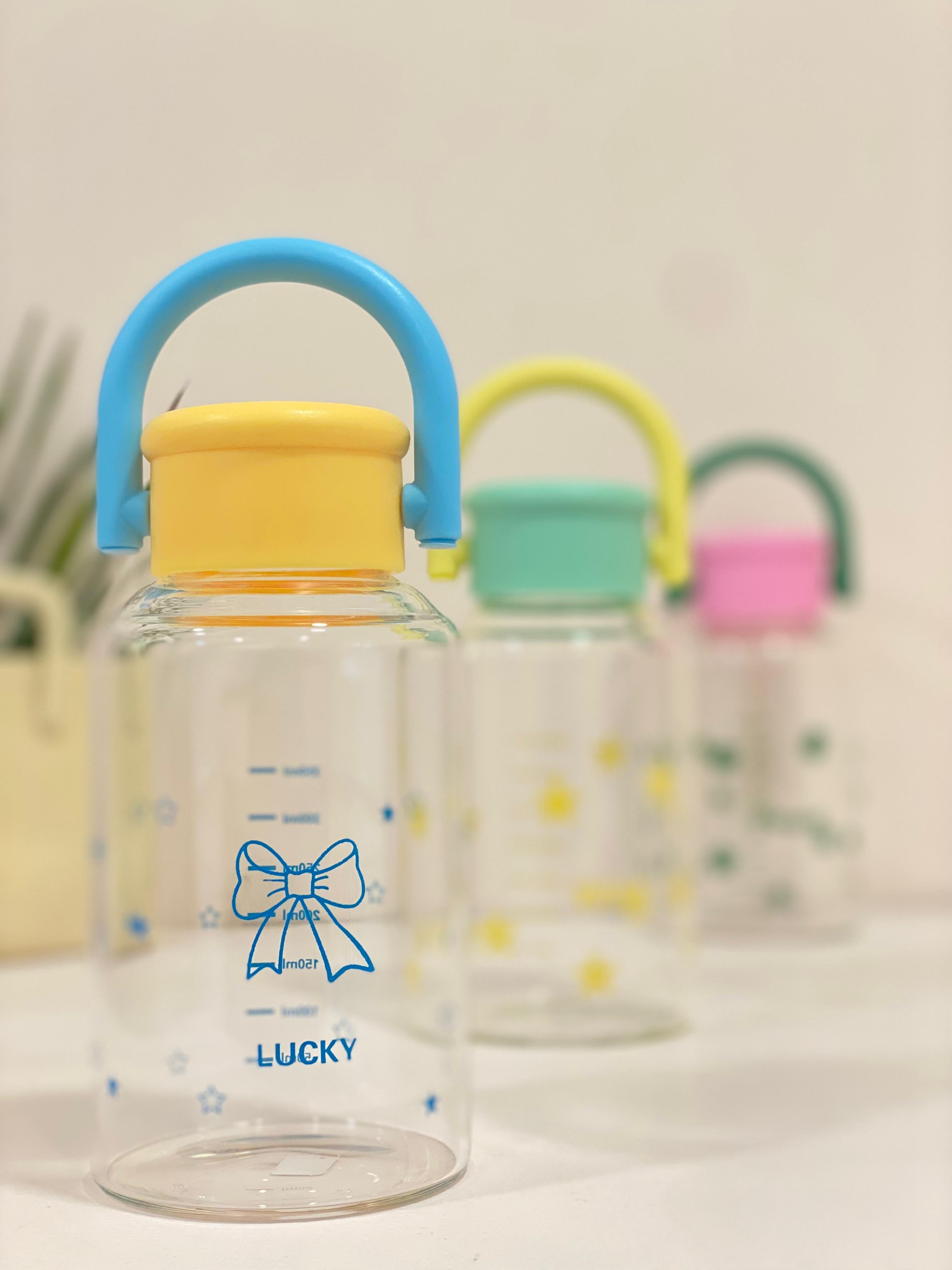 Whimsical High-Borosilicate Glass Water Bottle with Arch Handle