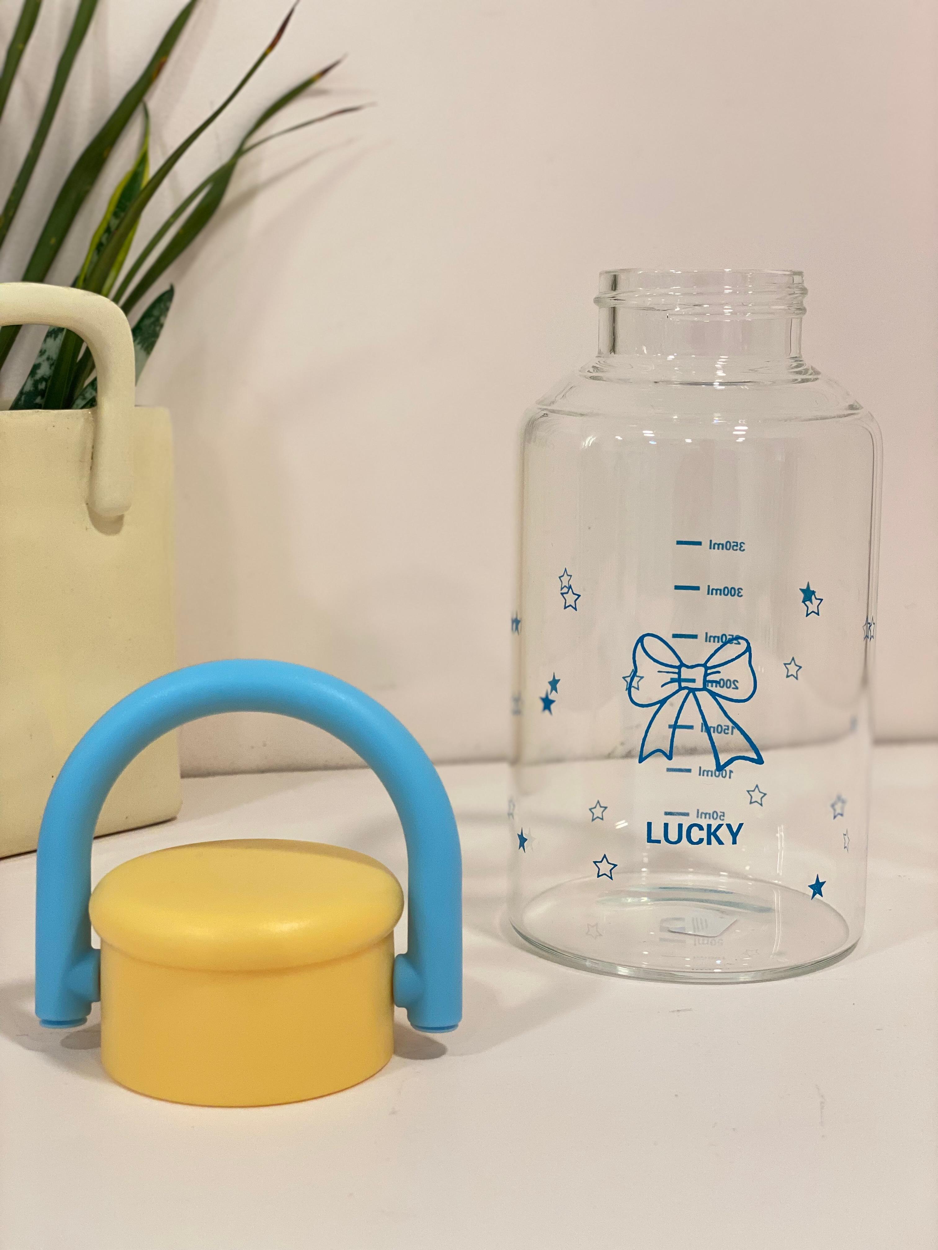 Whimsical High-Borosilicate Glass Water Bottle with Arch Handle