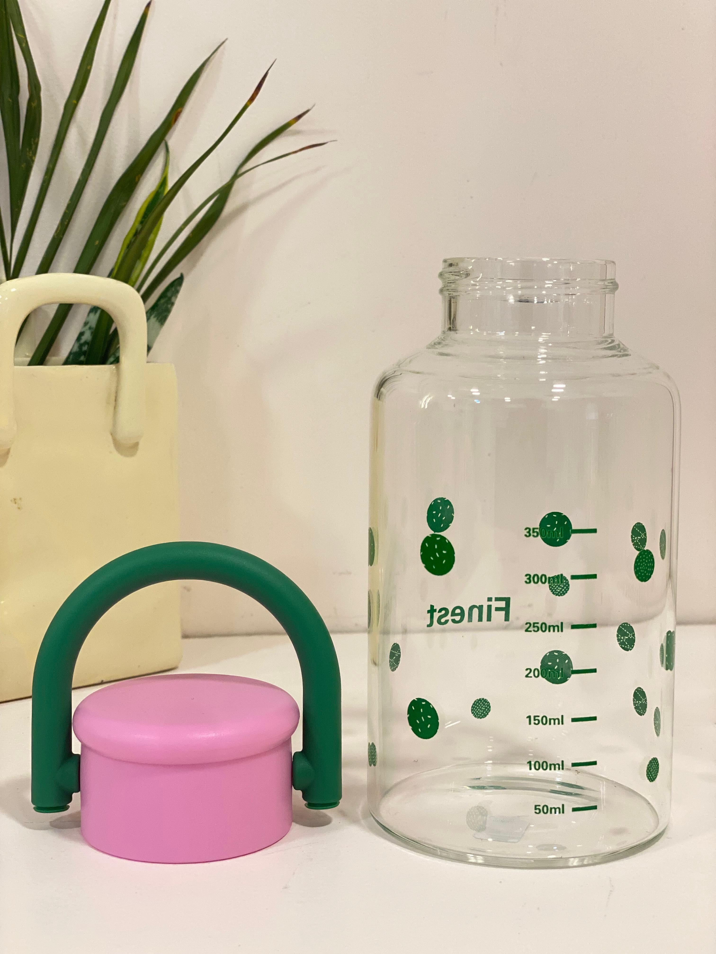 Whimsical High-Borosilicate Glass Water Bottle with Arch Handle