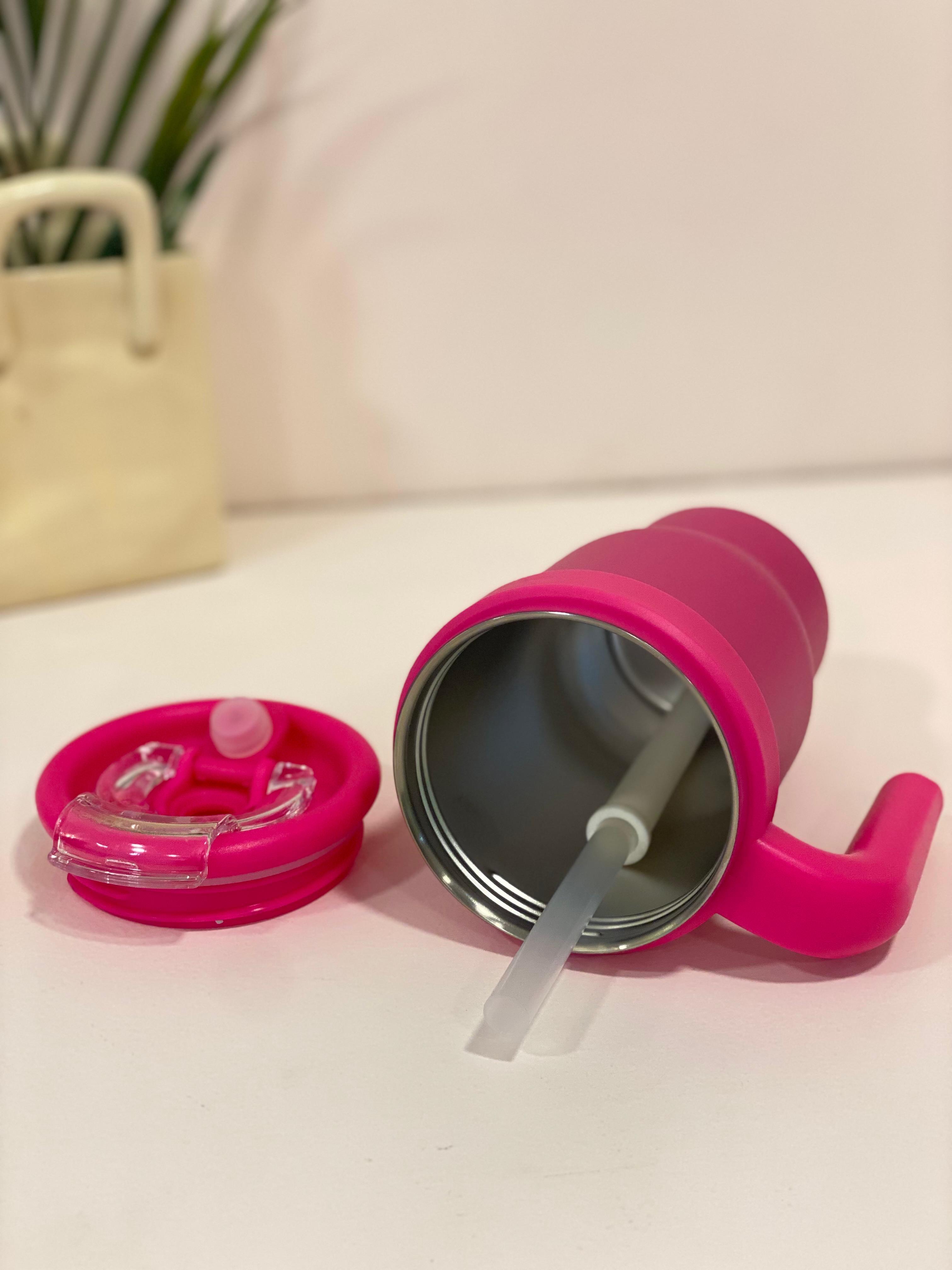 Neon Matte Double-Wall Thermal Tumbler with Straw