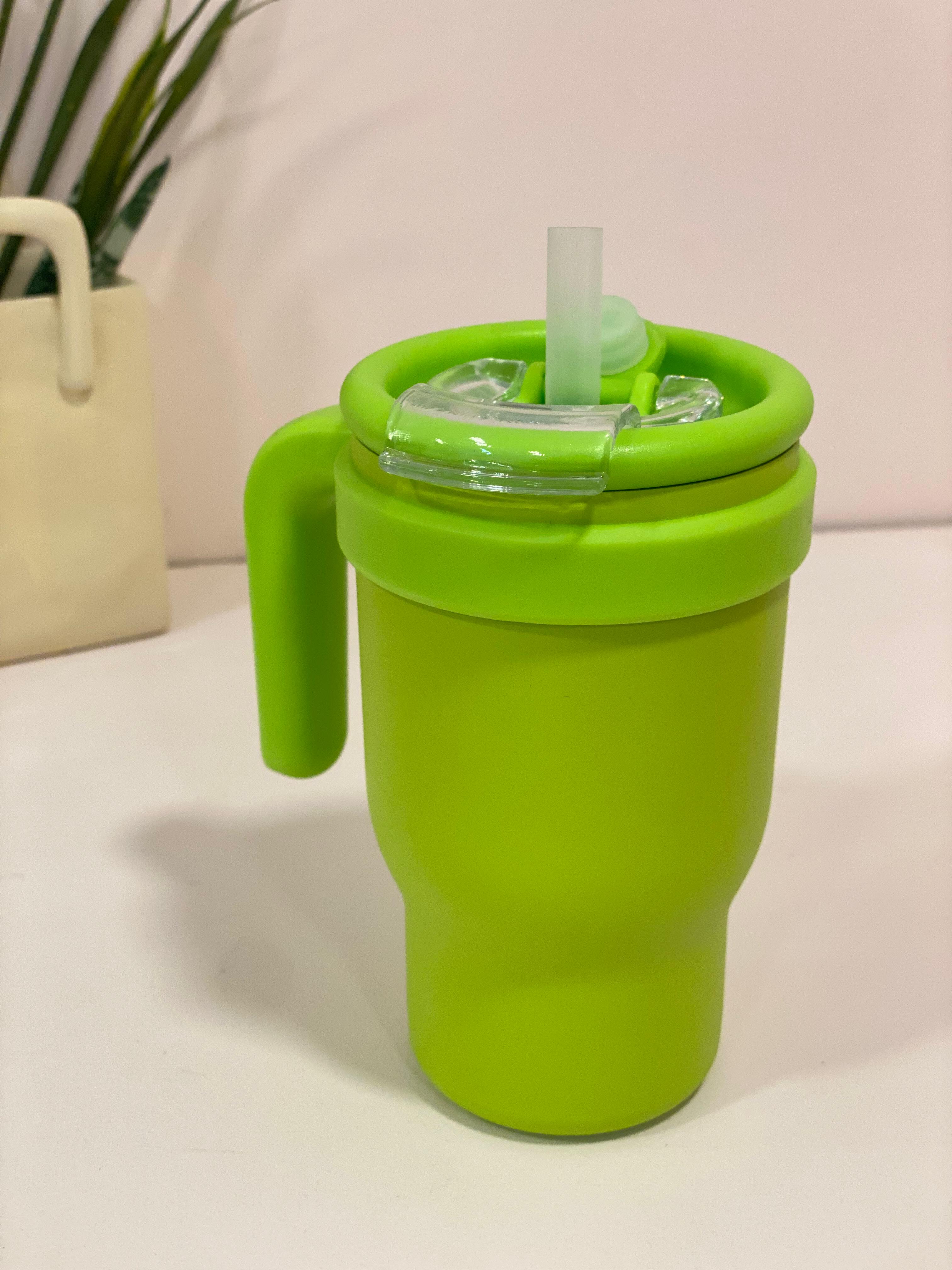 Neon Matte Double-Wall Thermal Tumbler with Straw