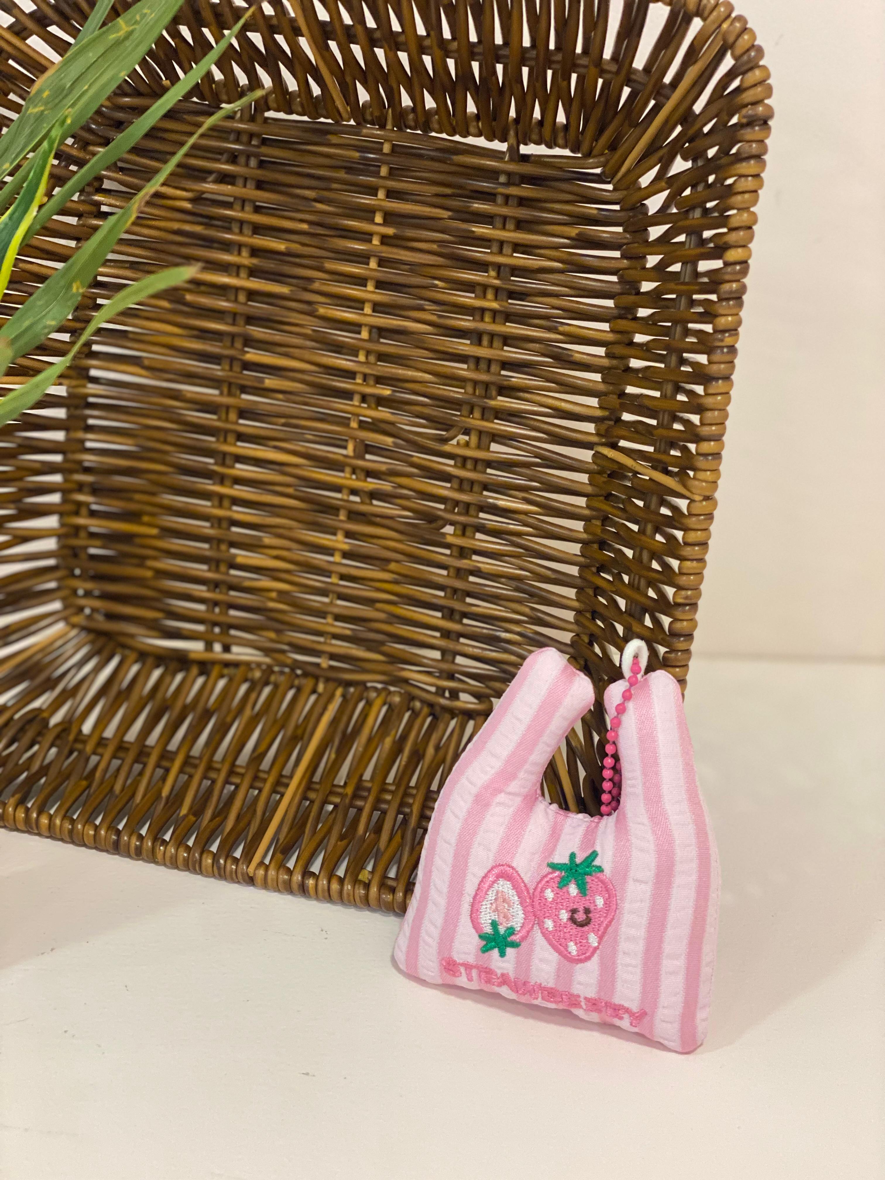 Miniature Tote Bag Fabric Keychain Charm