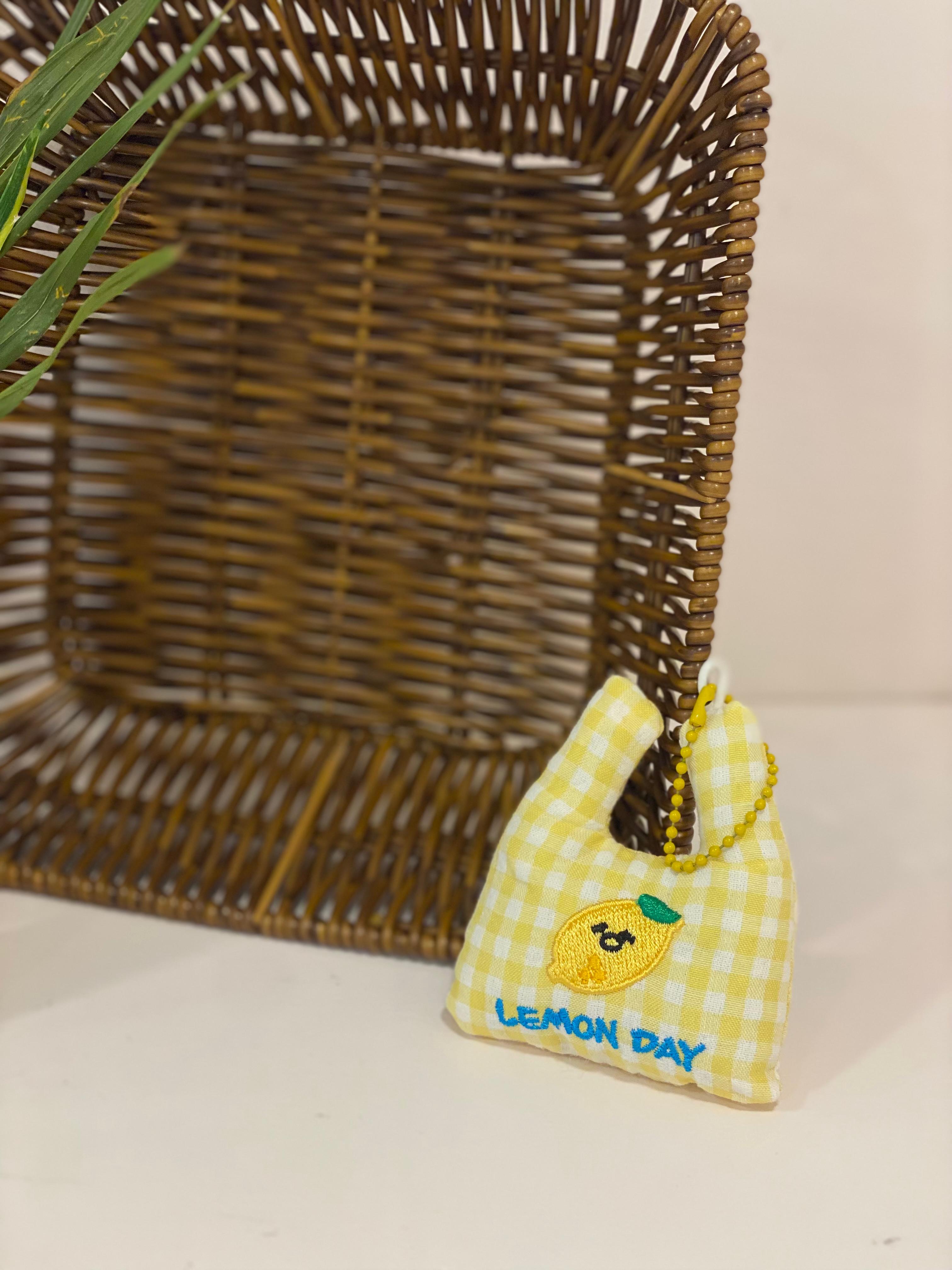 Miniature Tote Bag Fabric Keychain Charm