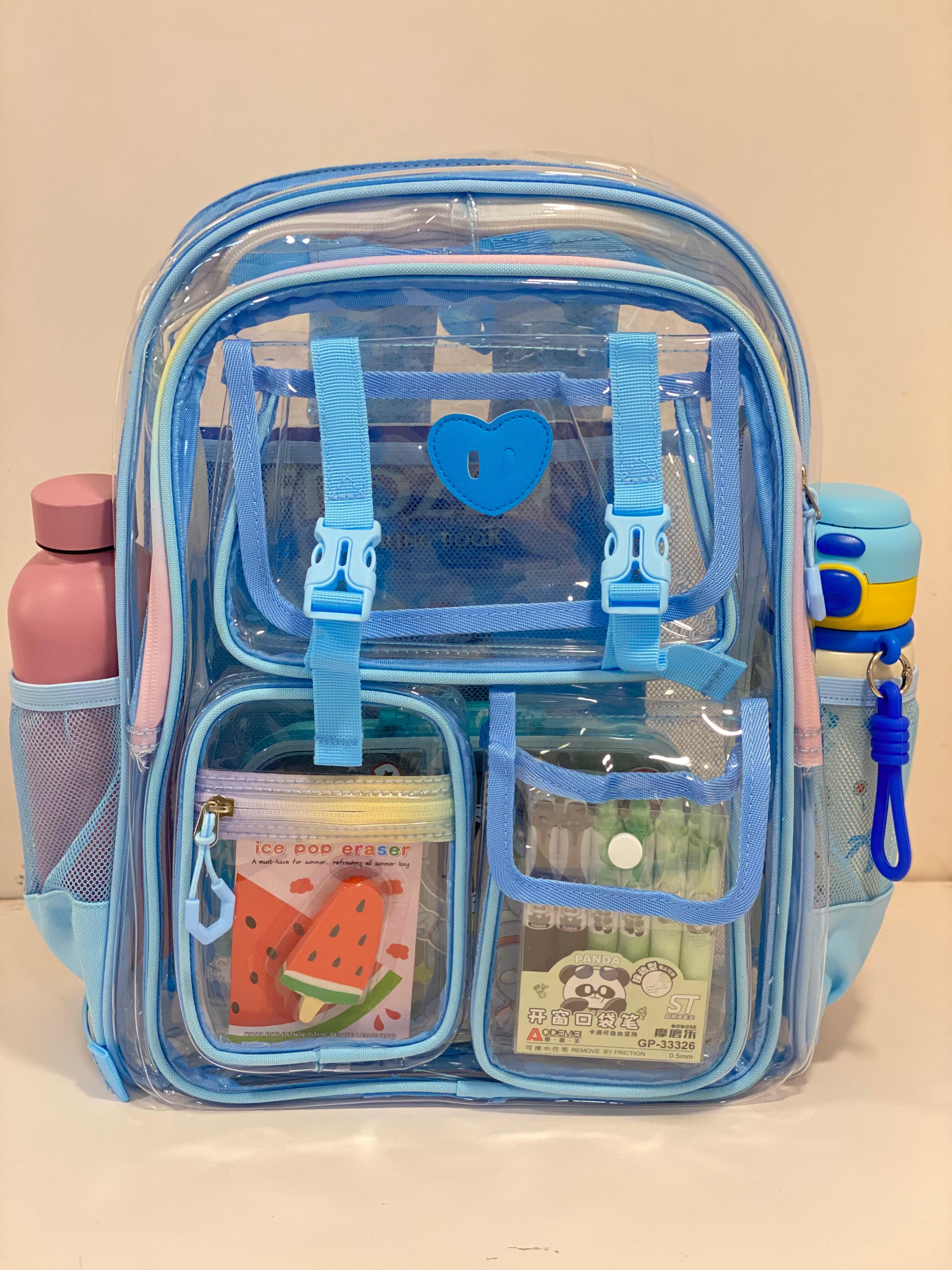 Pastel Multi-Pocket Heavy-Duty Clear Utility Backpack