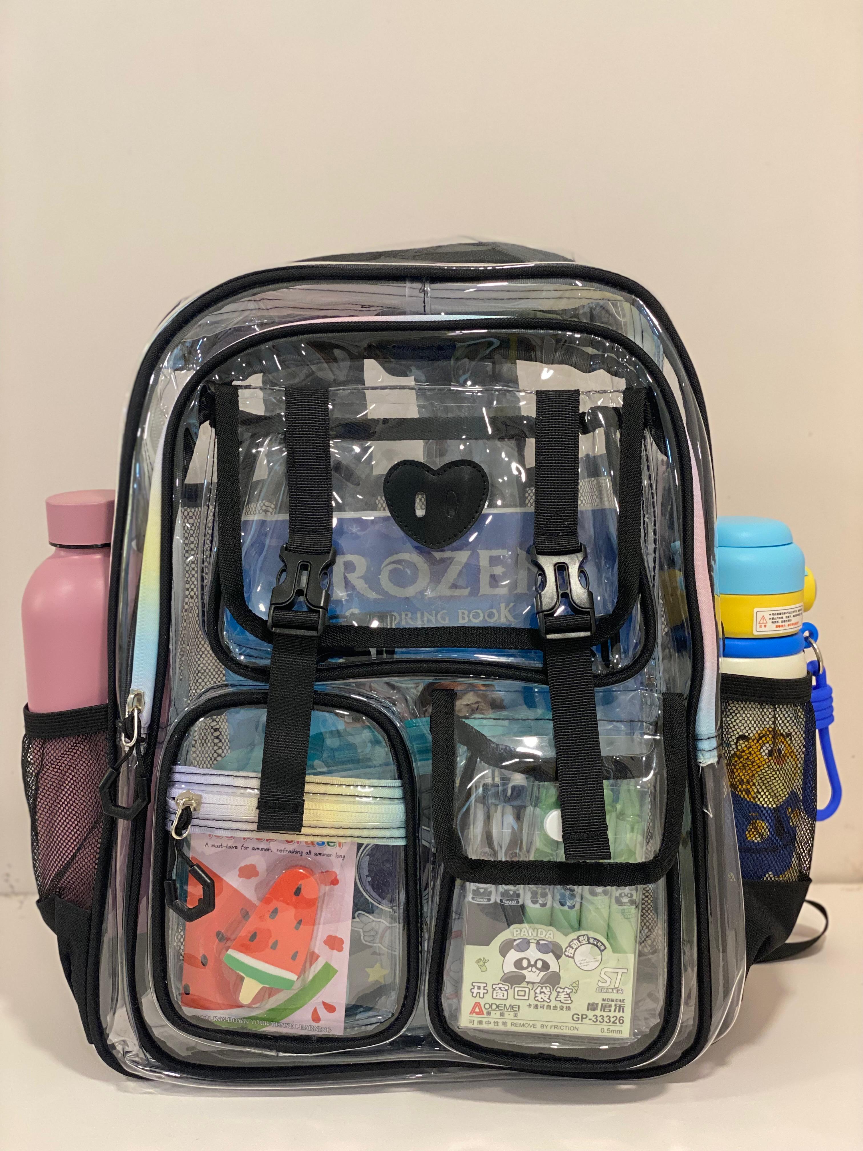 Pastel Multi-Pocket Heavy-Duty Clear Utility Backpack