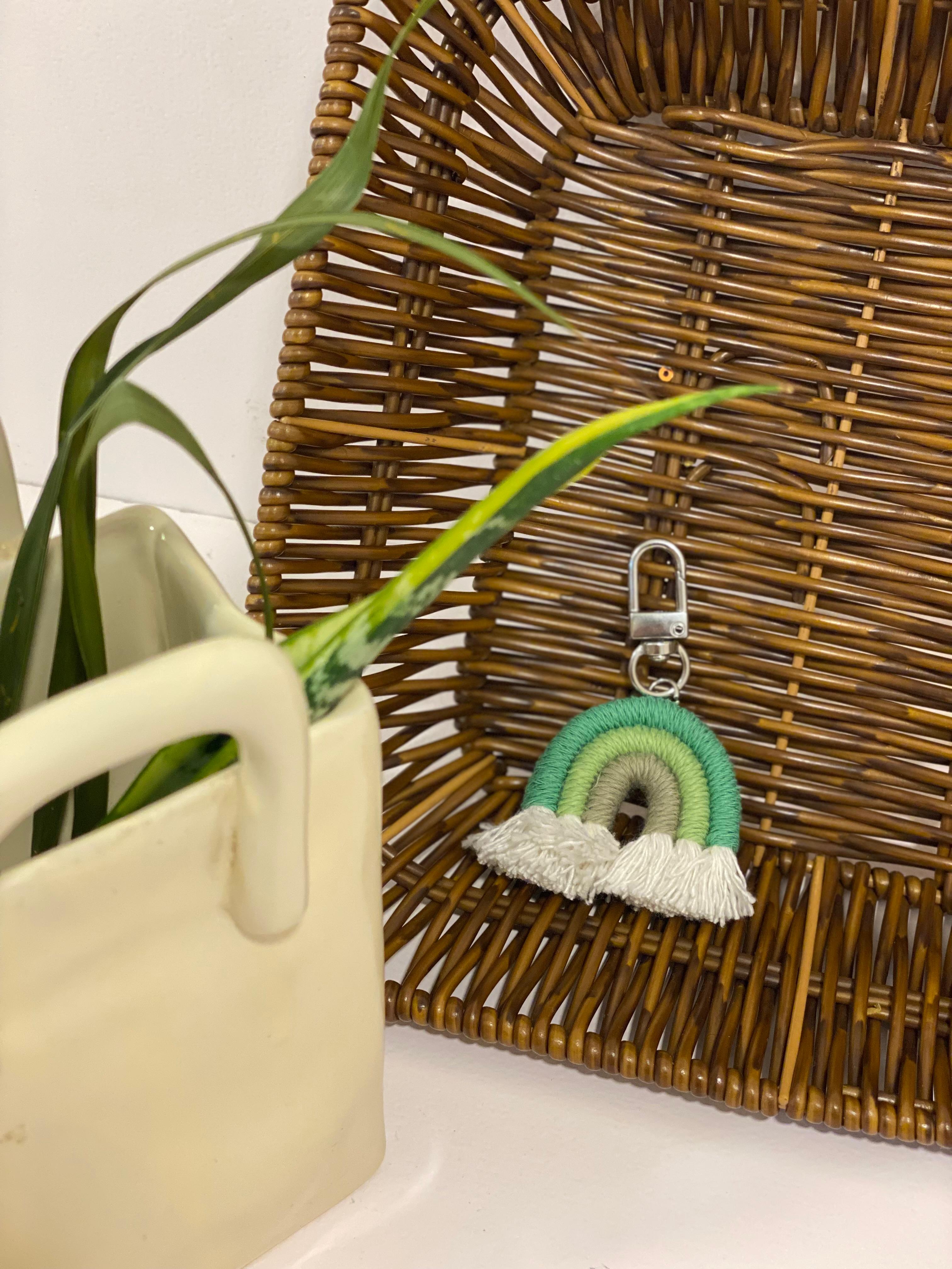 Handmade Woven Macramé Rainbow Keychain Charm
