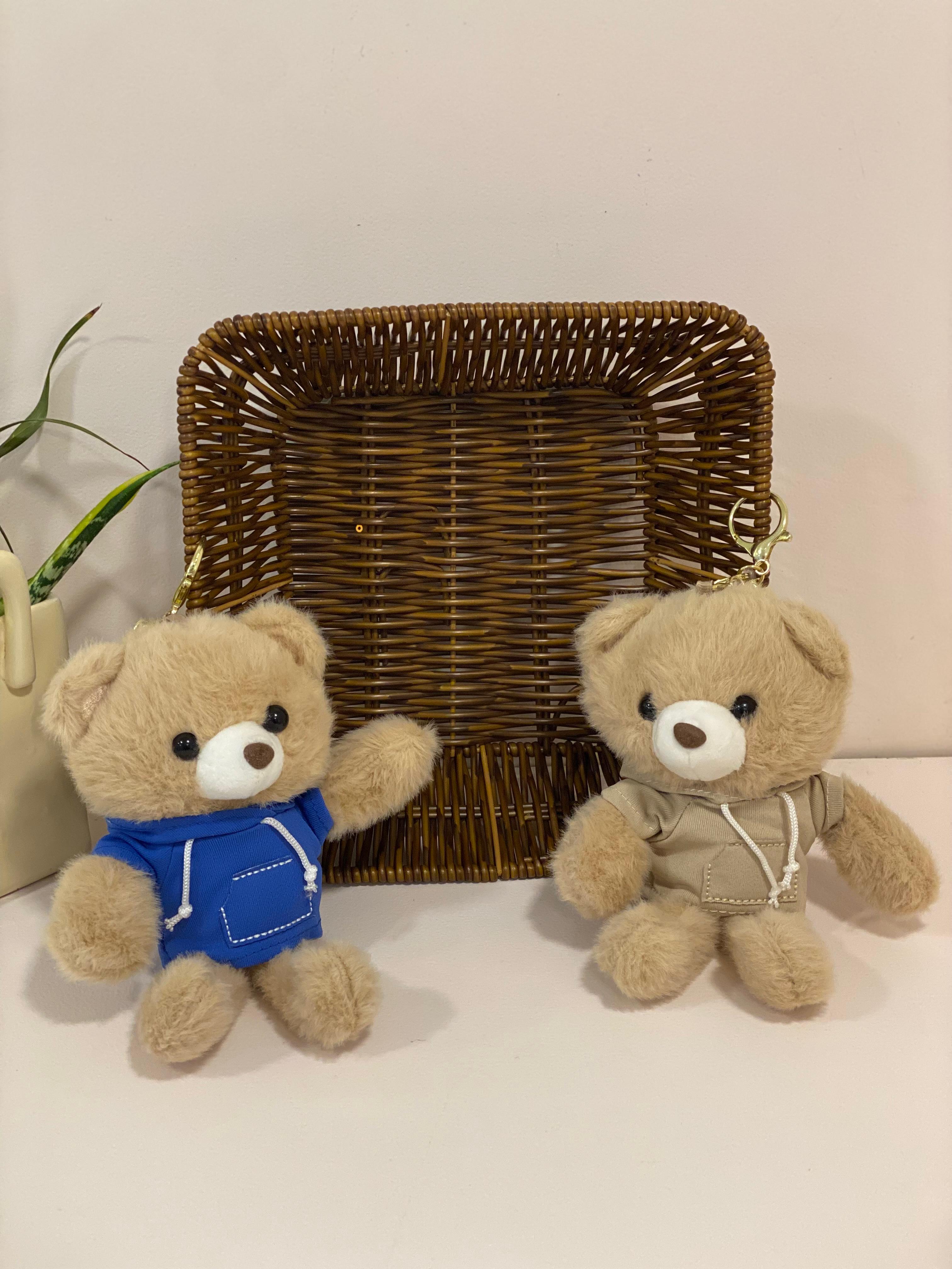 Plush Teddy Bear in Hoodie Keychain Charm