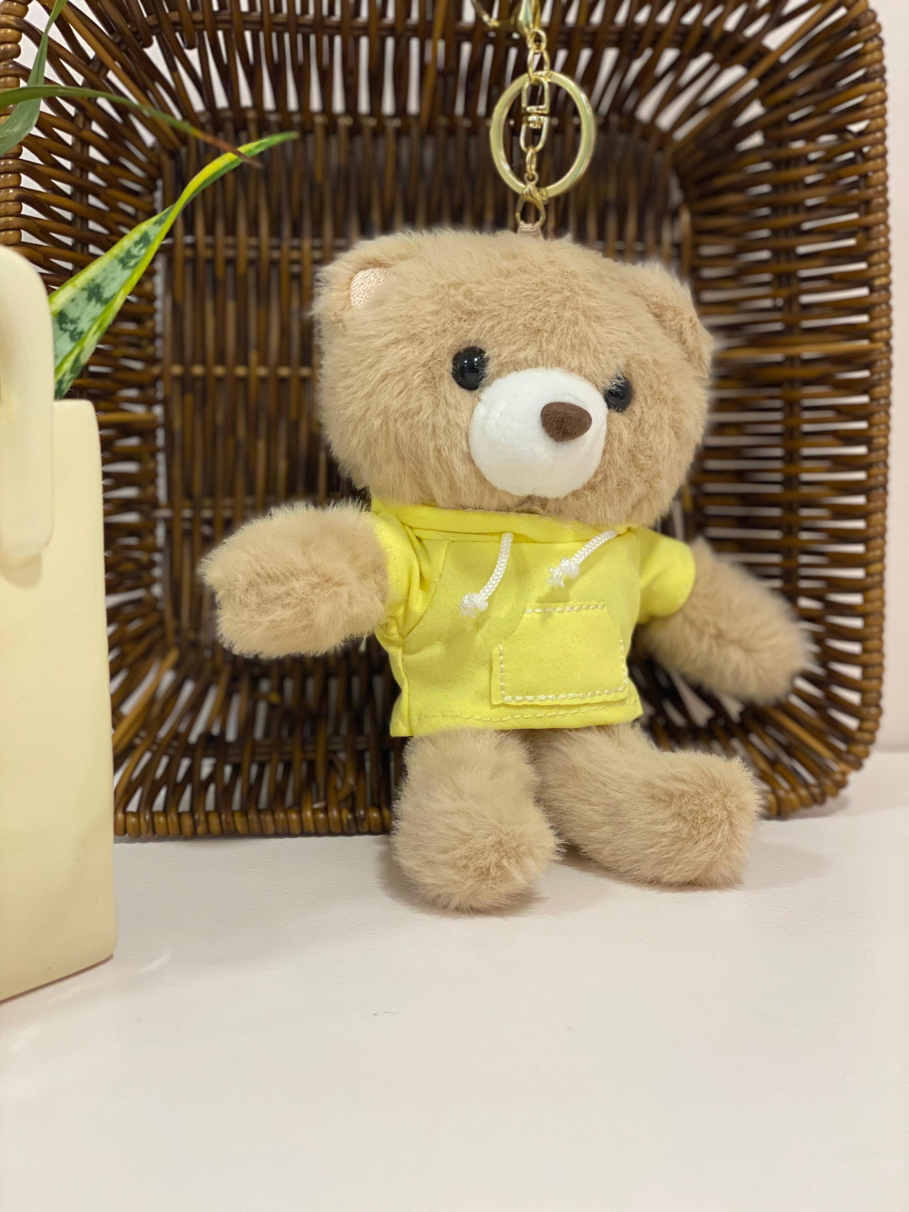 Plush Teddy Bear in Hoodie Keychain Charm