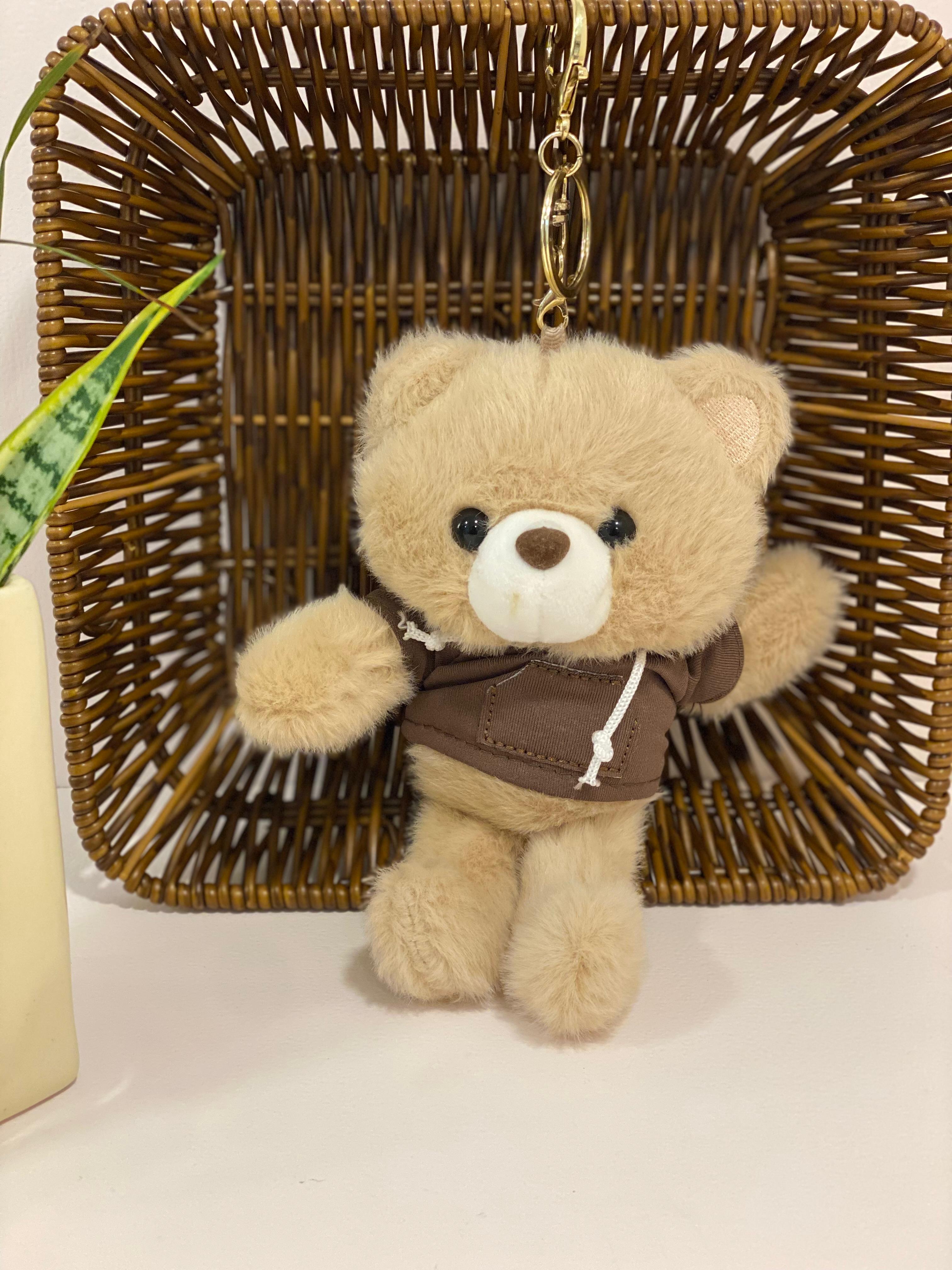 Plush Teddy Bear in Hoodie Keychain Charm