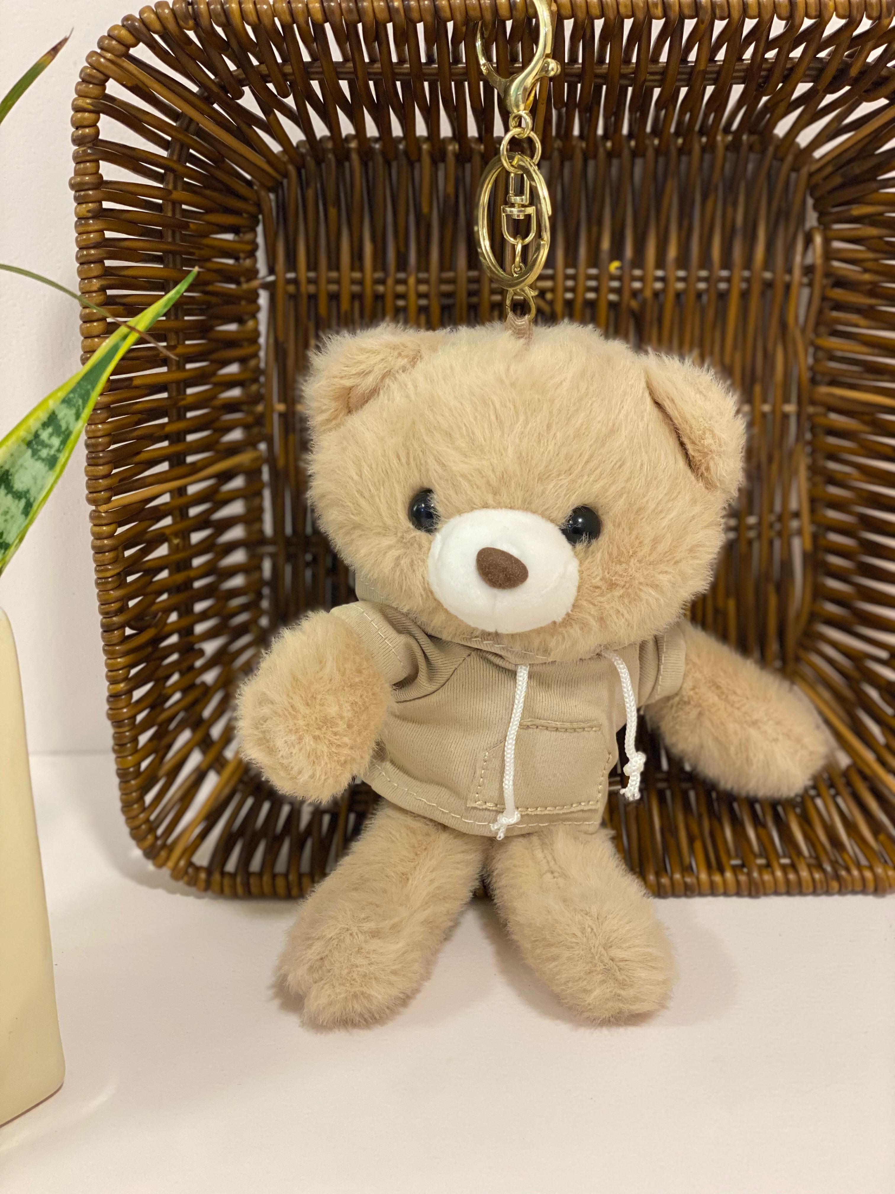 Plush Teddy Bear in Hoodie Keychain Charm