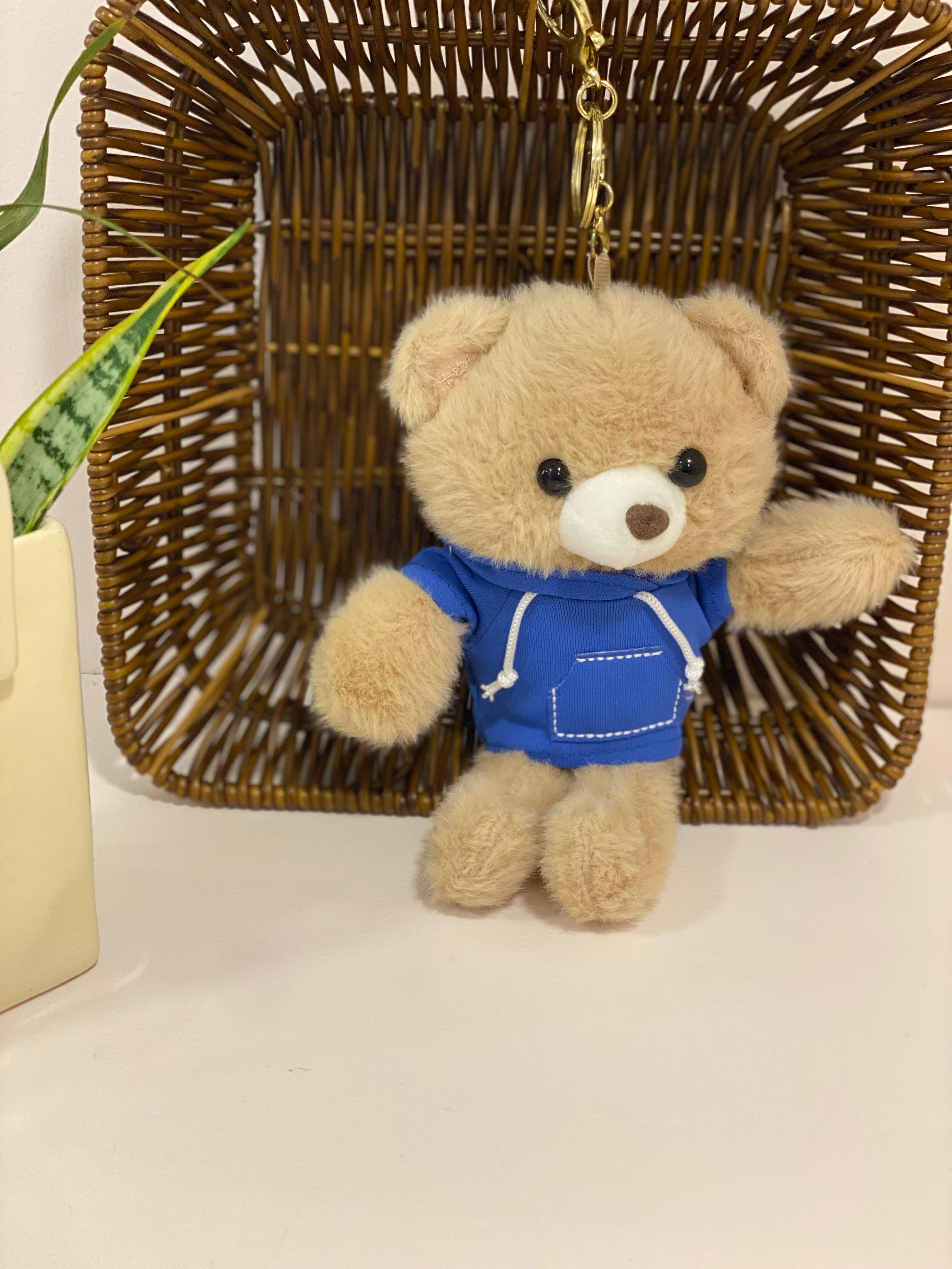 Plush Teddy Bear in Hoodie Keychain Charm