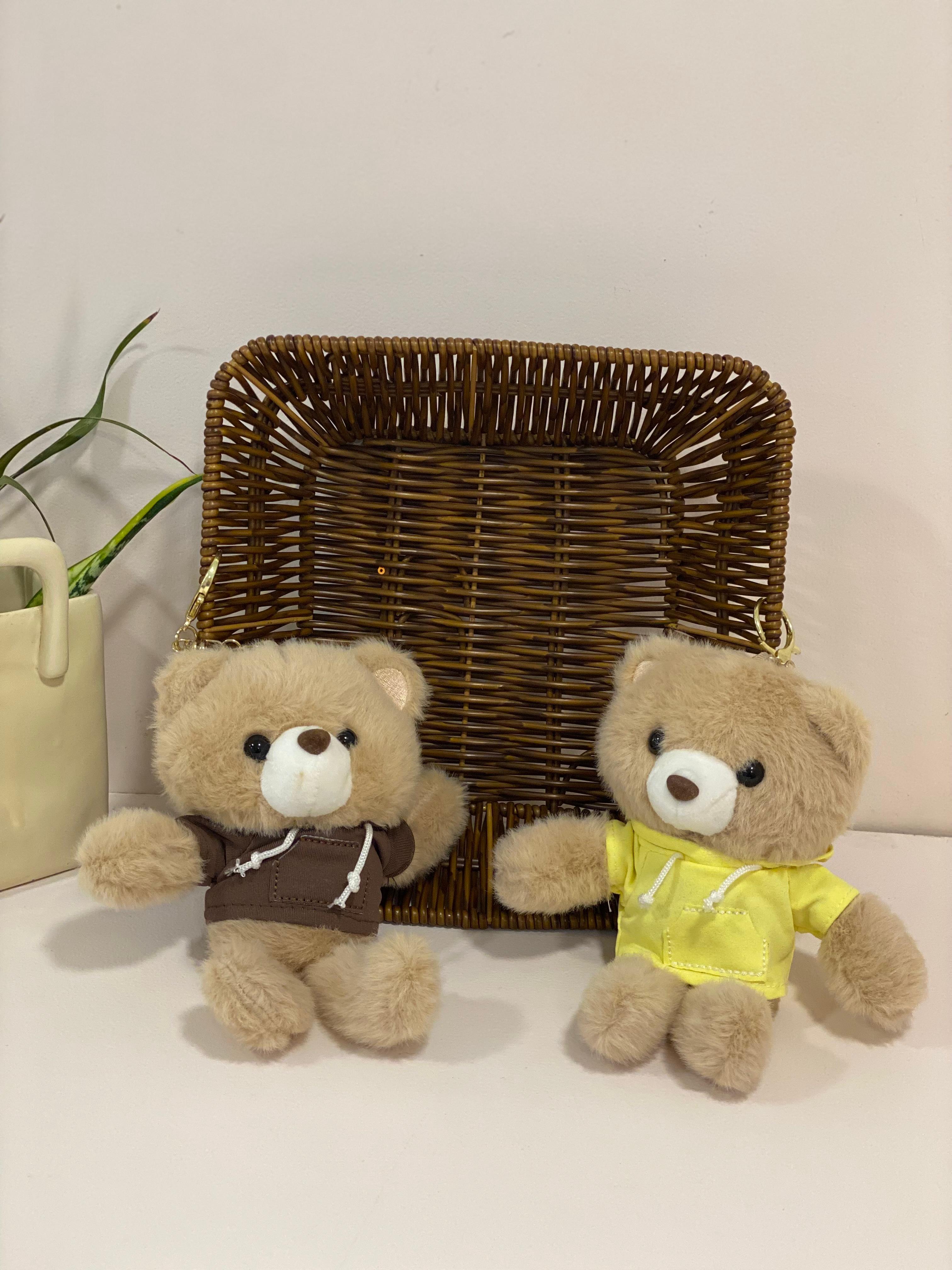 Plush Teddy Bear in Hoodie Keychain Charm
