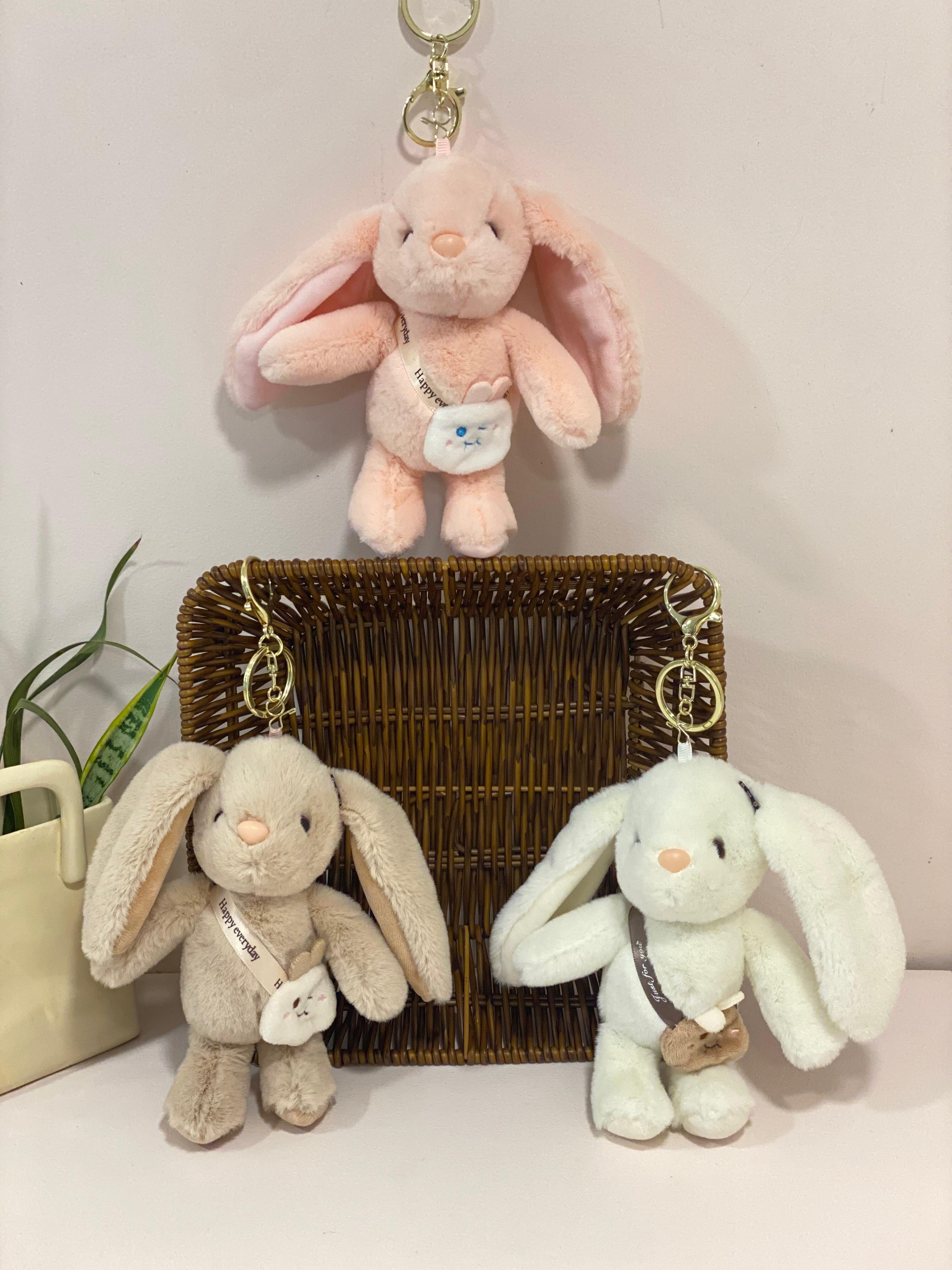 Plush Long Eared Bunny Keychain Charm
